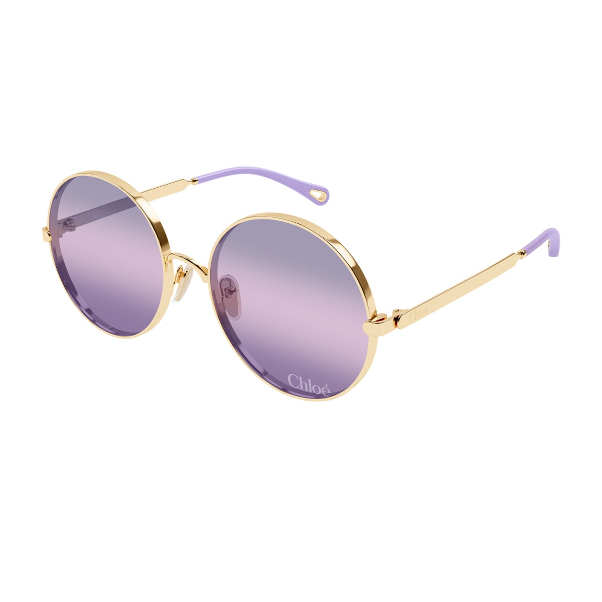Chloé Ch0321s Aly Linea  002 Gold Violet Sunglasses In Gold