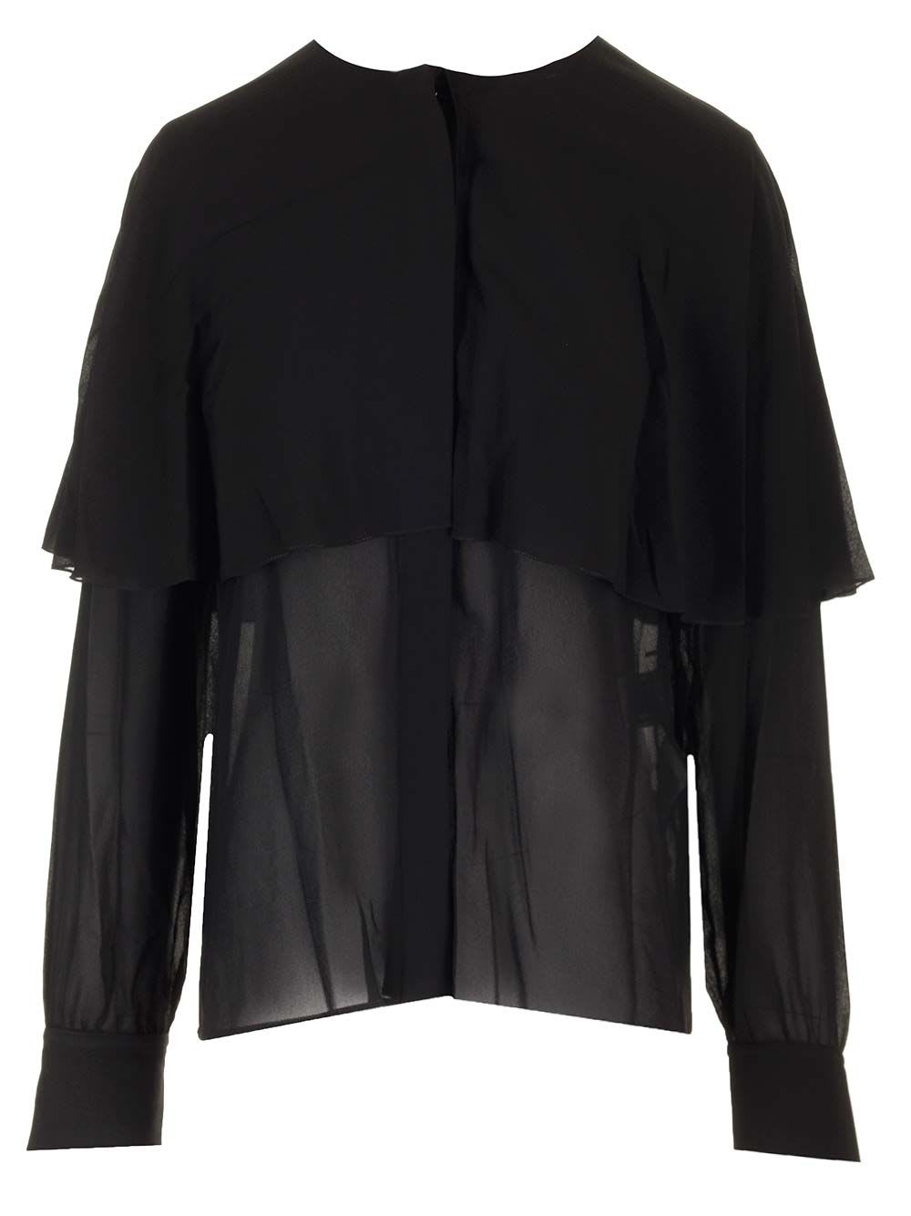 Shop Chloé Blouse With Cape In Silk Georgette In Black