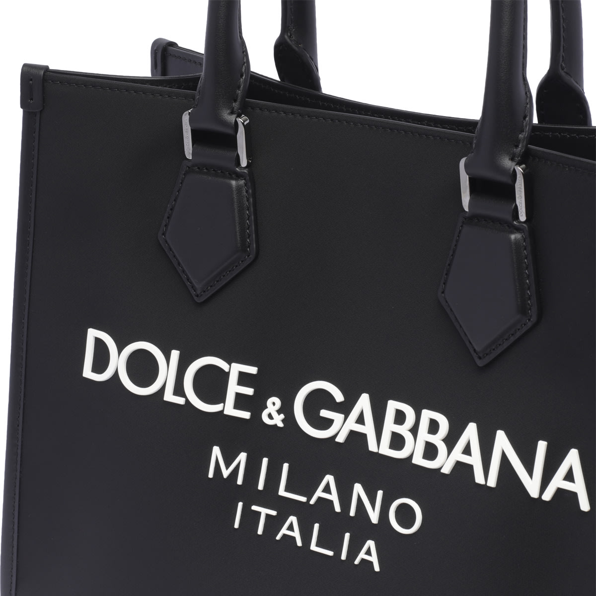 Shop Dolce & Gabbana Nylon Logo Shopping Bag In Black