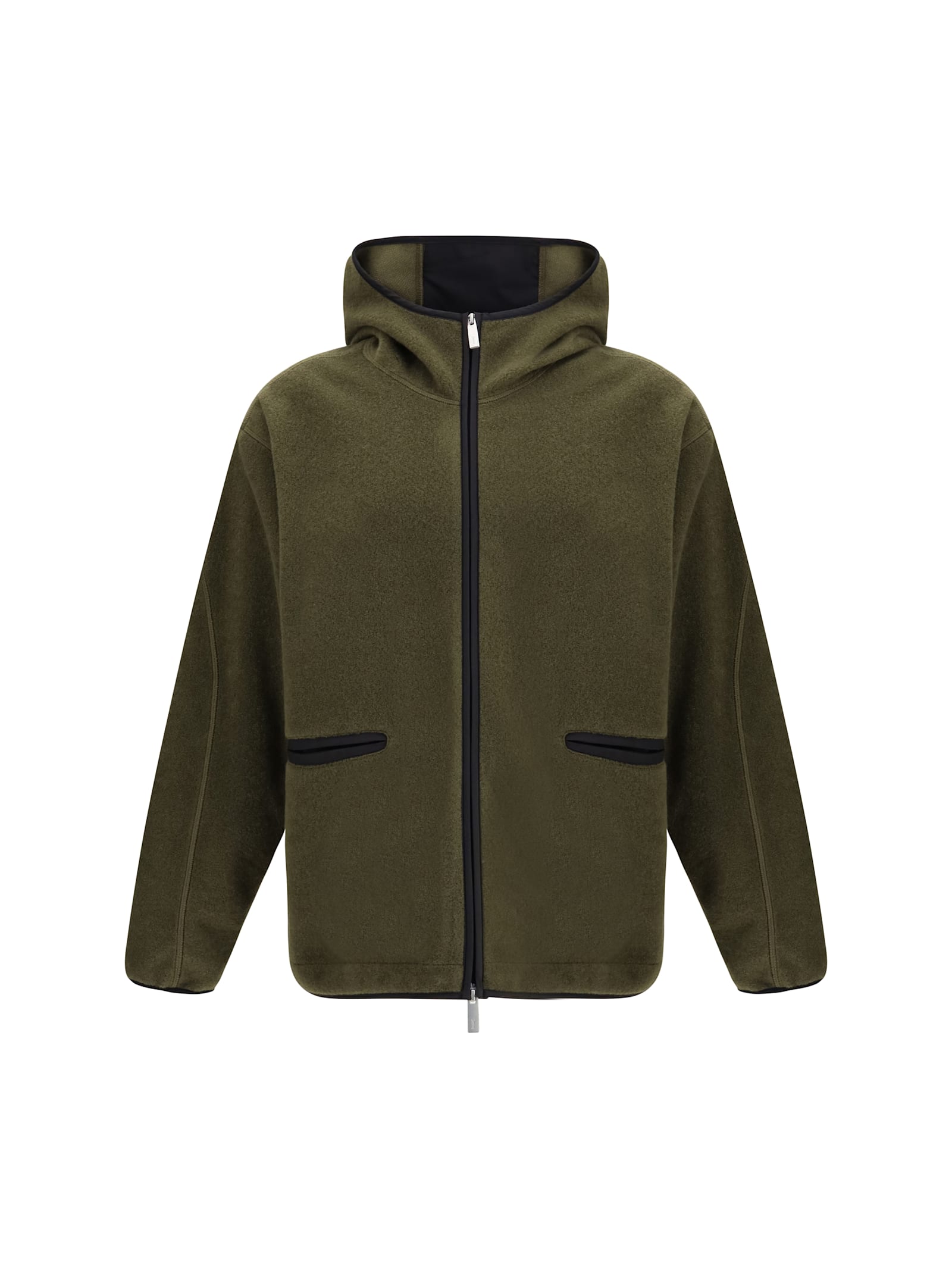 Herno Laminar Hoodie In Polar Fleece In Green