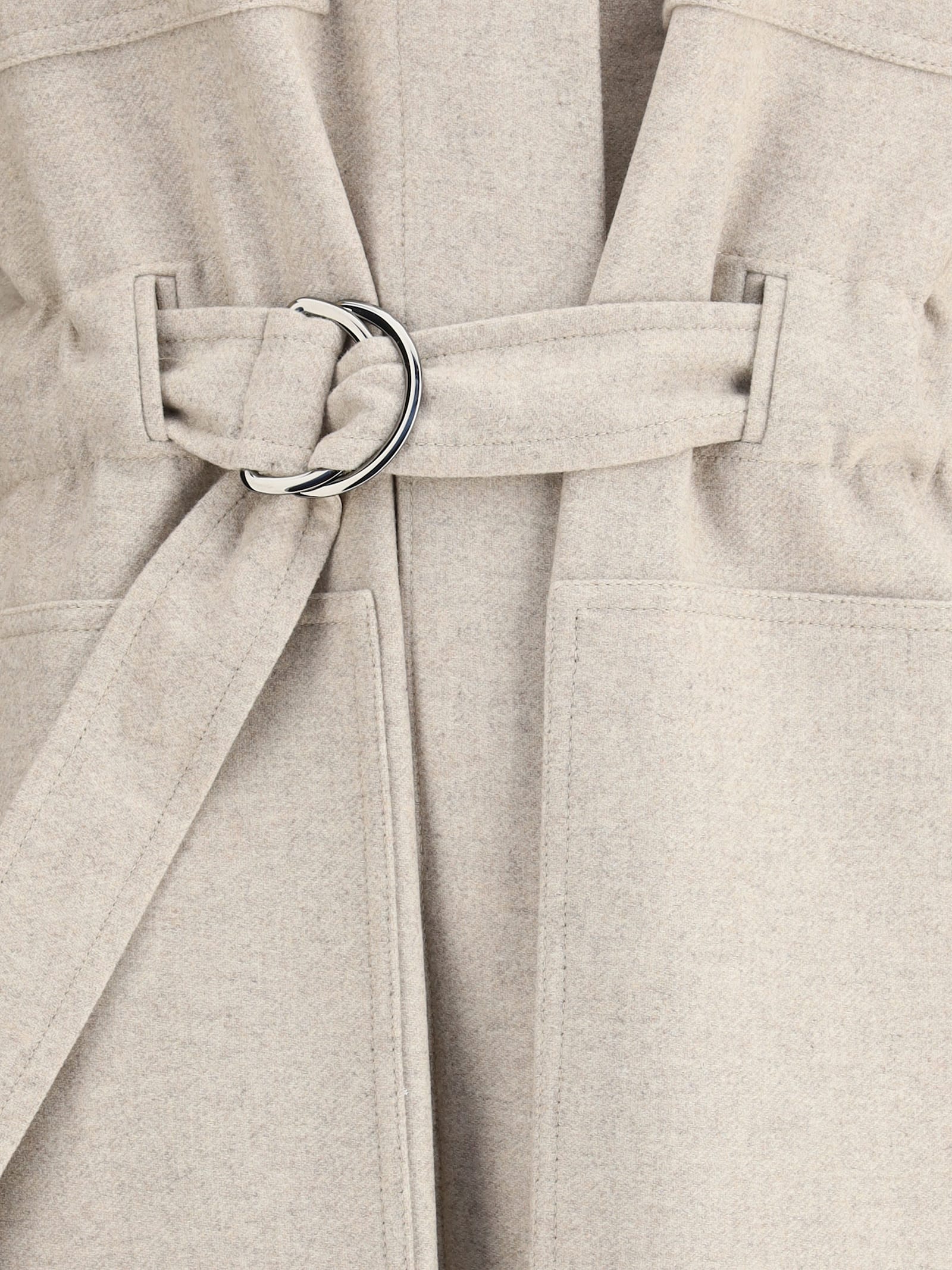 Brunello Cucinelli Silhouette-defining Long Coat With Adjustable Waistband In Neutral