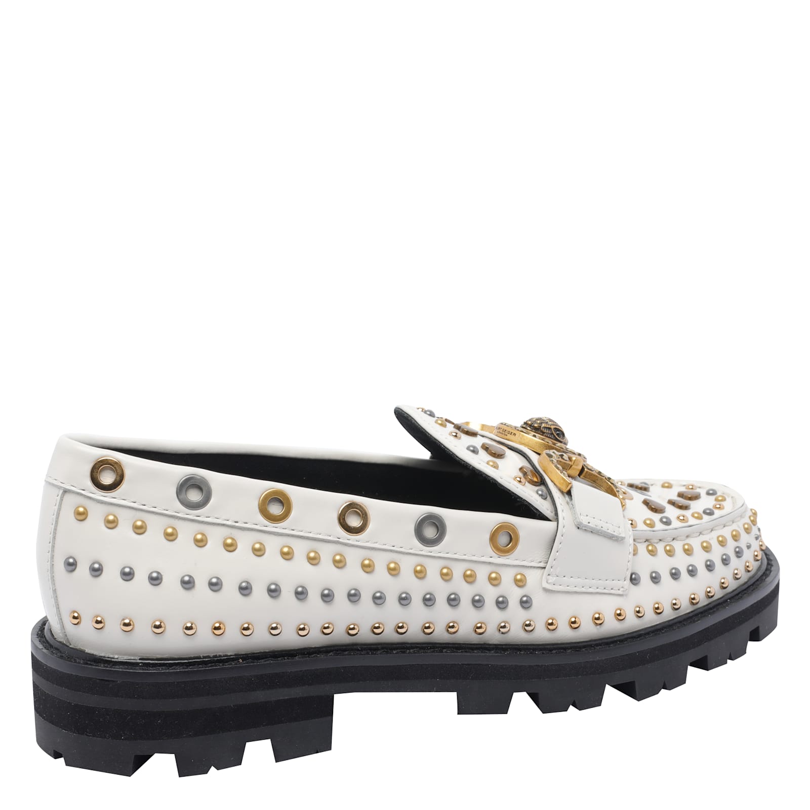 Kurt Geiger Mansion Stud Embellished Loafers In White