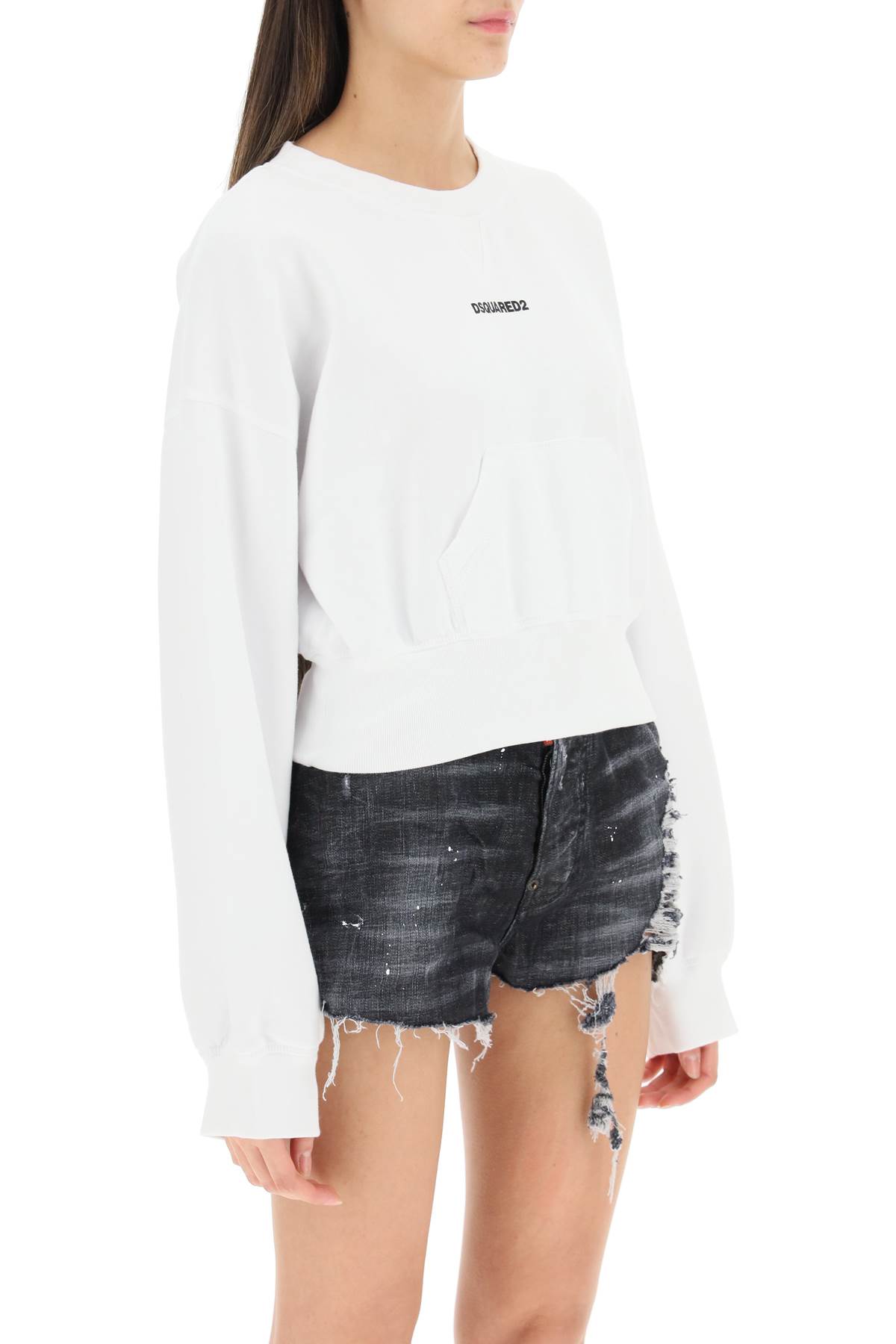 Shop Dsquared2 Cropped Sweatshirt With Logo In White (white)