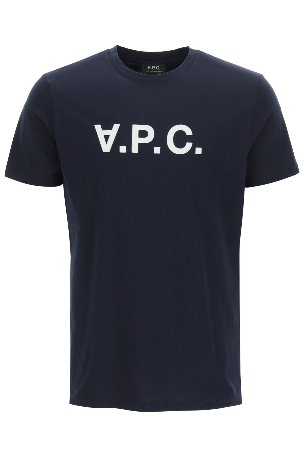 Shop Apc Flocked Vpc Logo T-shirt In Dark Navy