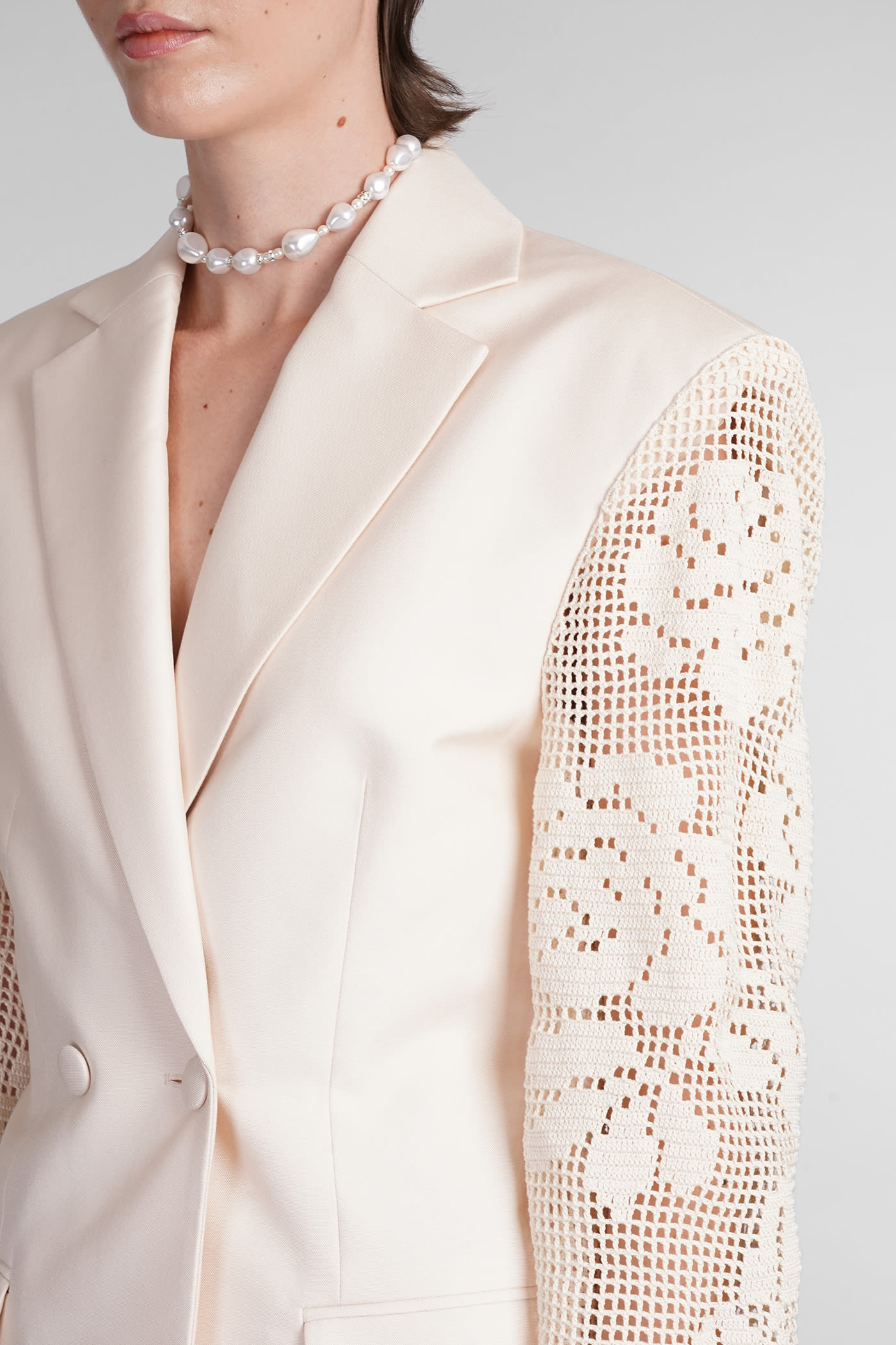 Shop Magda Butrym Blazer In Beige Silk