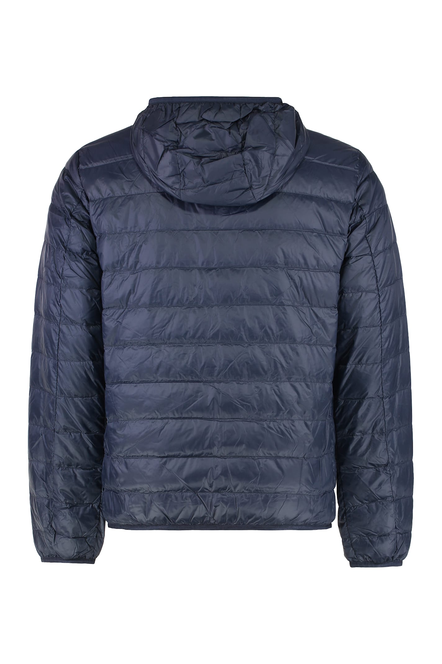 Ea7 Emporio Armani Hooded Ultra-light Down Jacket In Blue