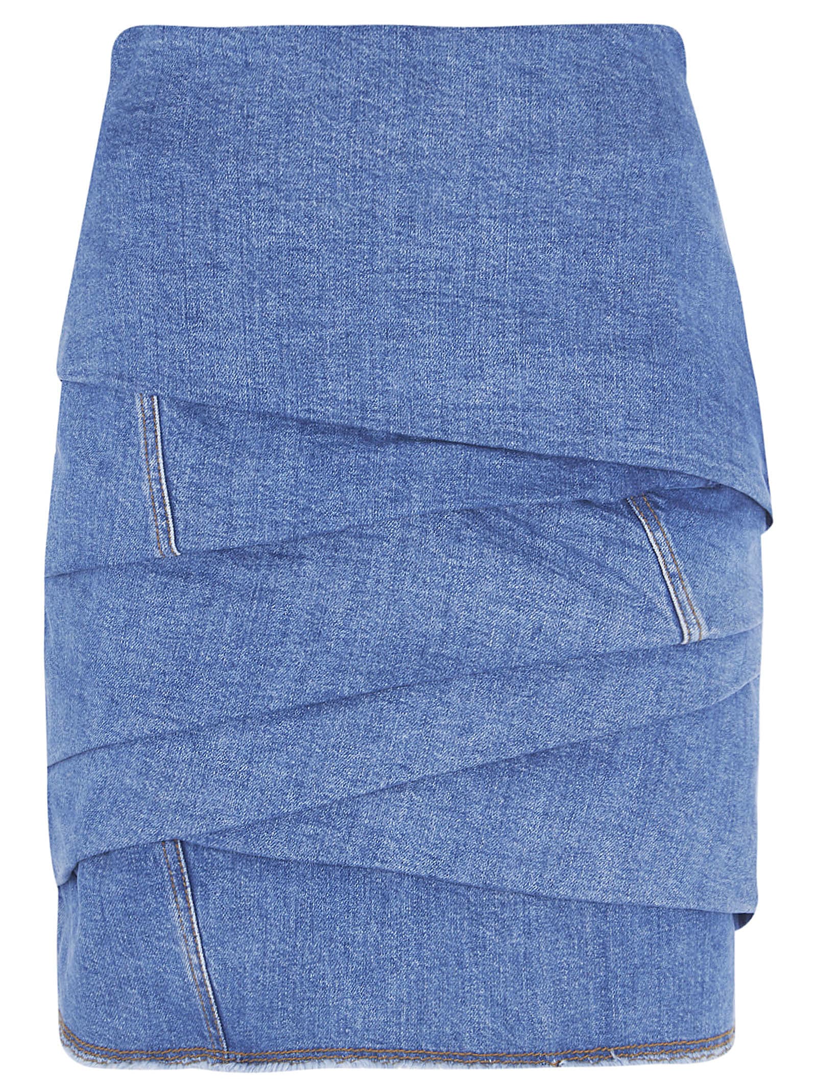 PHILOSOPHY DI LORENZO SERAFINI WRAPPED EFFECT DENIM SKIRT,11290214