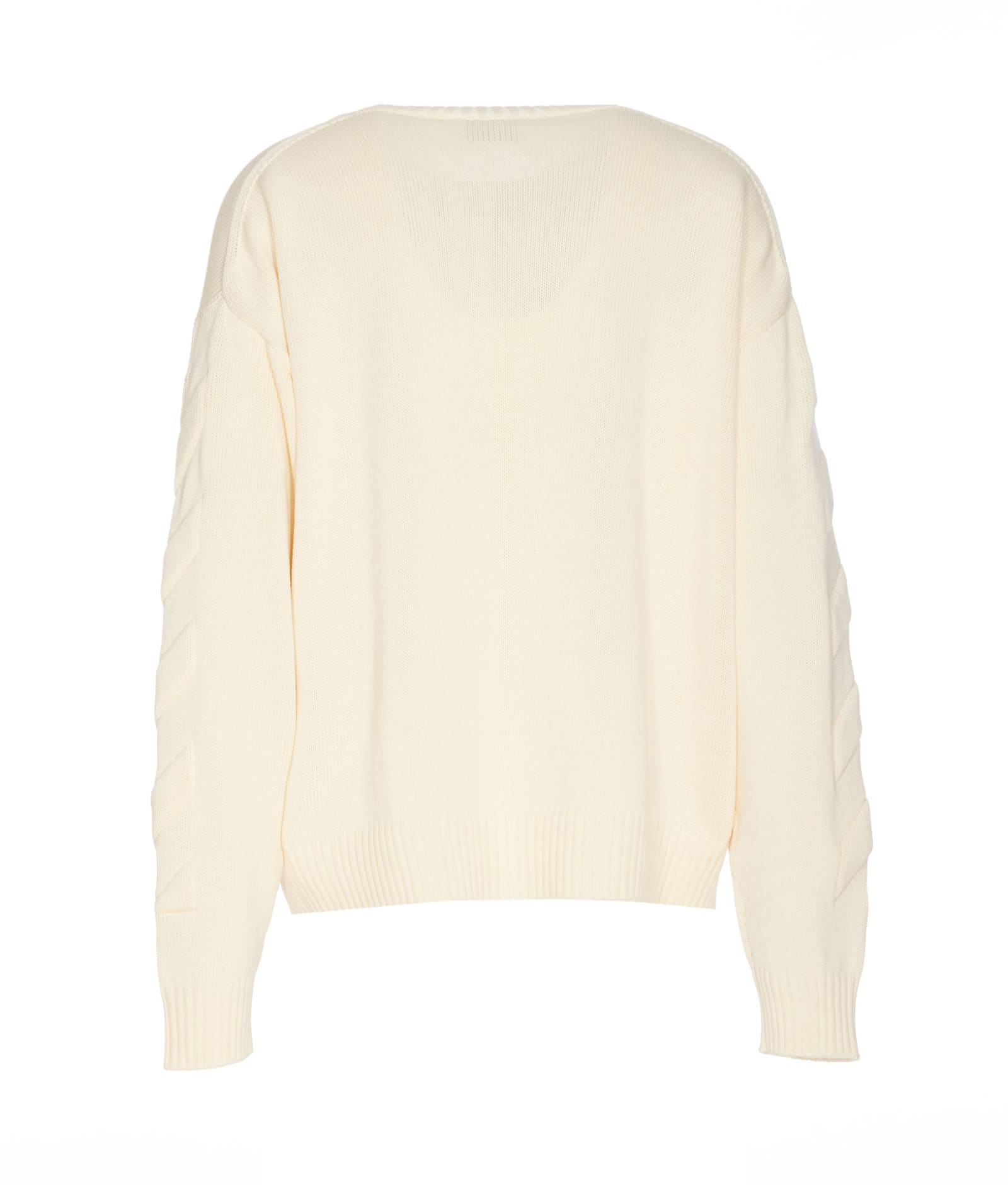 Shop Off-white 3d Diagonal Ow Logo Knit Sweater In White