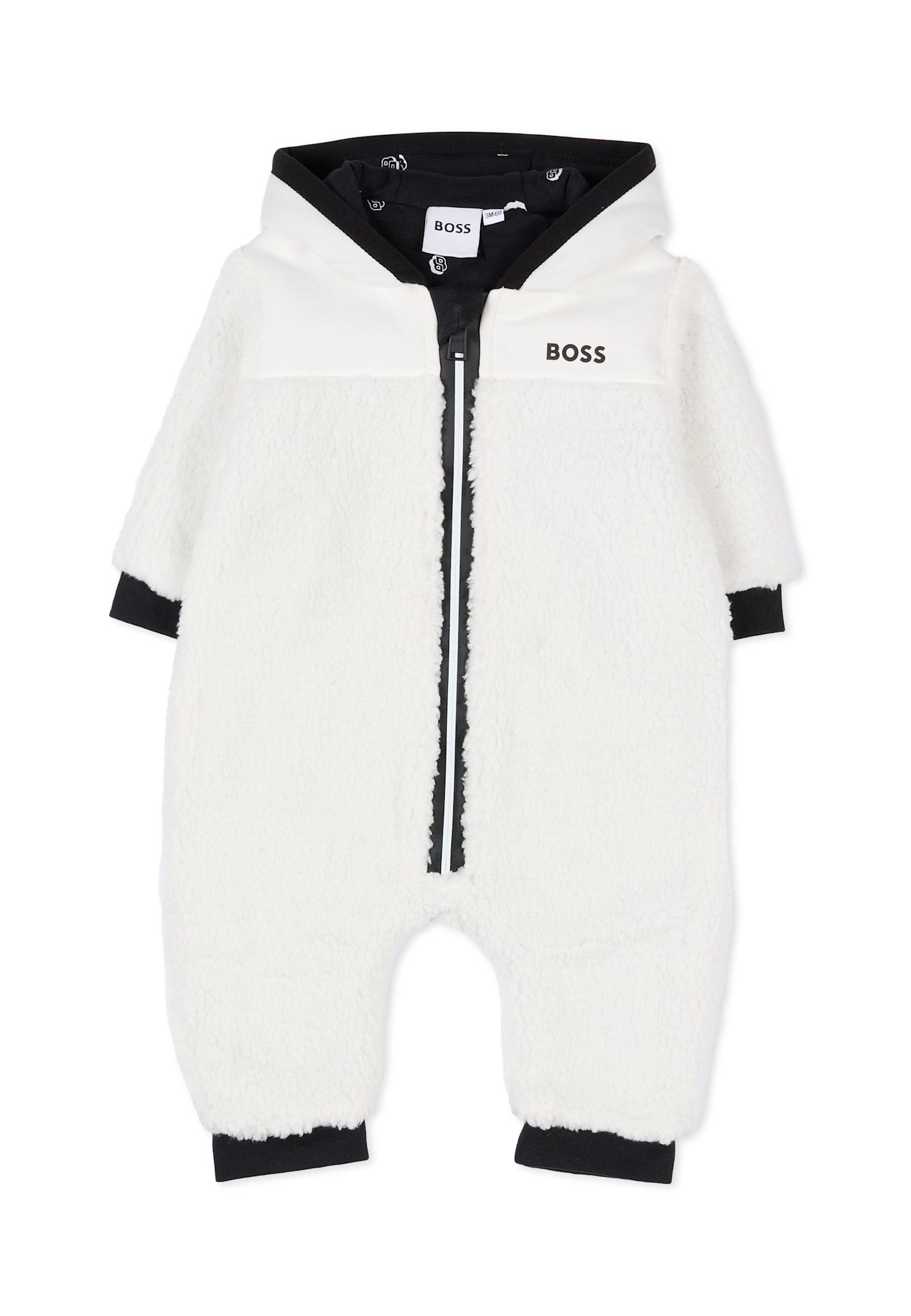 Hugo Boss White Babygrow For Baby Boy With Logo In White