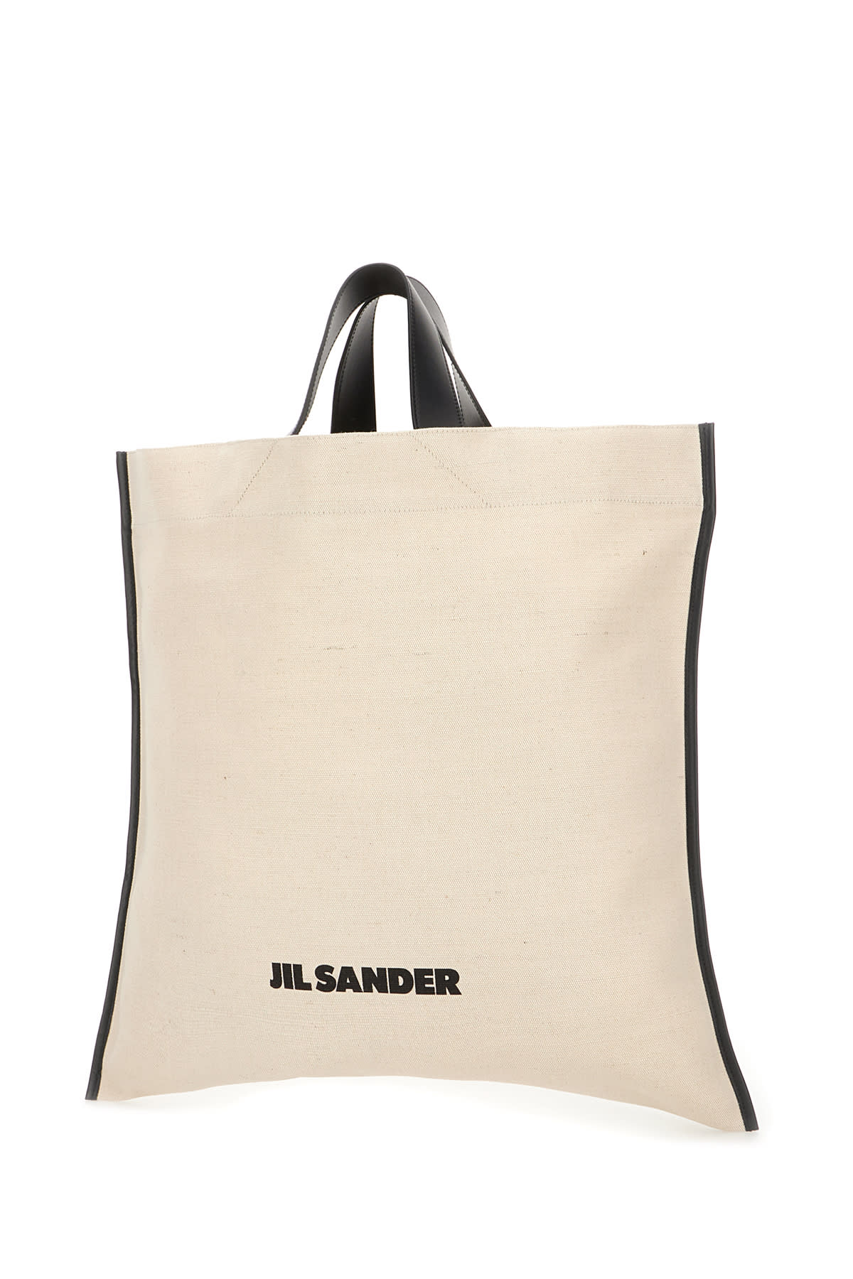 Jil Sander Canvas Tote Bag With Leather Flat Handles In 280