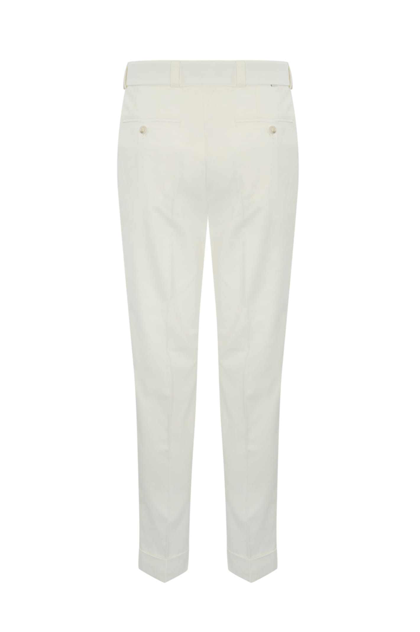 Paolo Pecora Tailored Ankle-cuff Trousers With Clean Silhouette In Panna