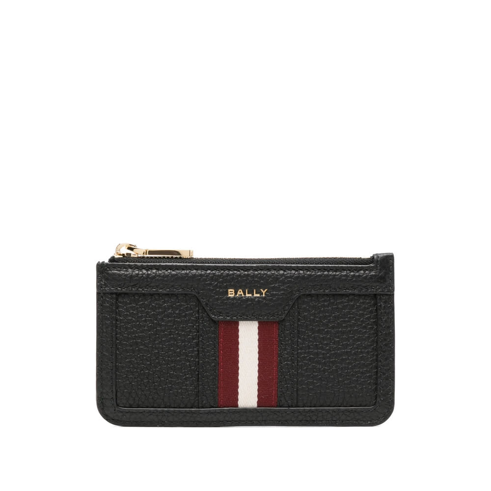 Bally Ribbon-detail Zip Card Holder In Black