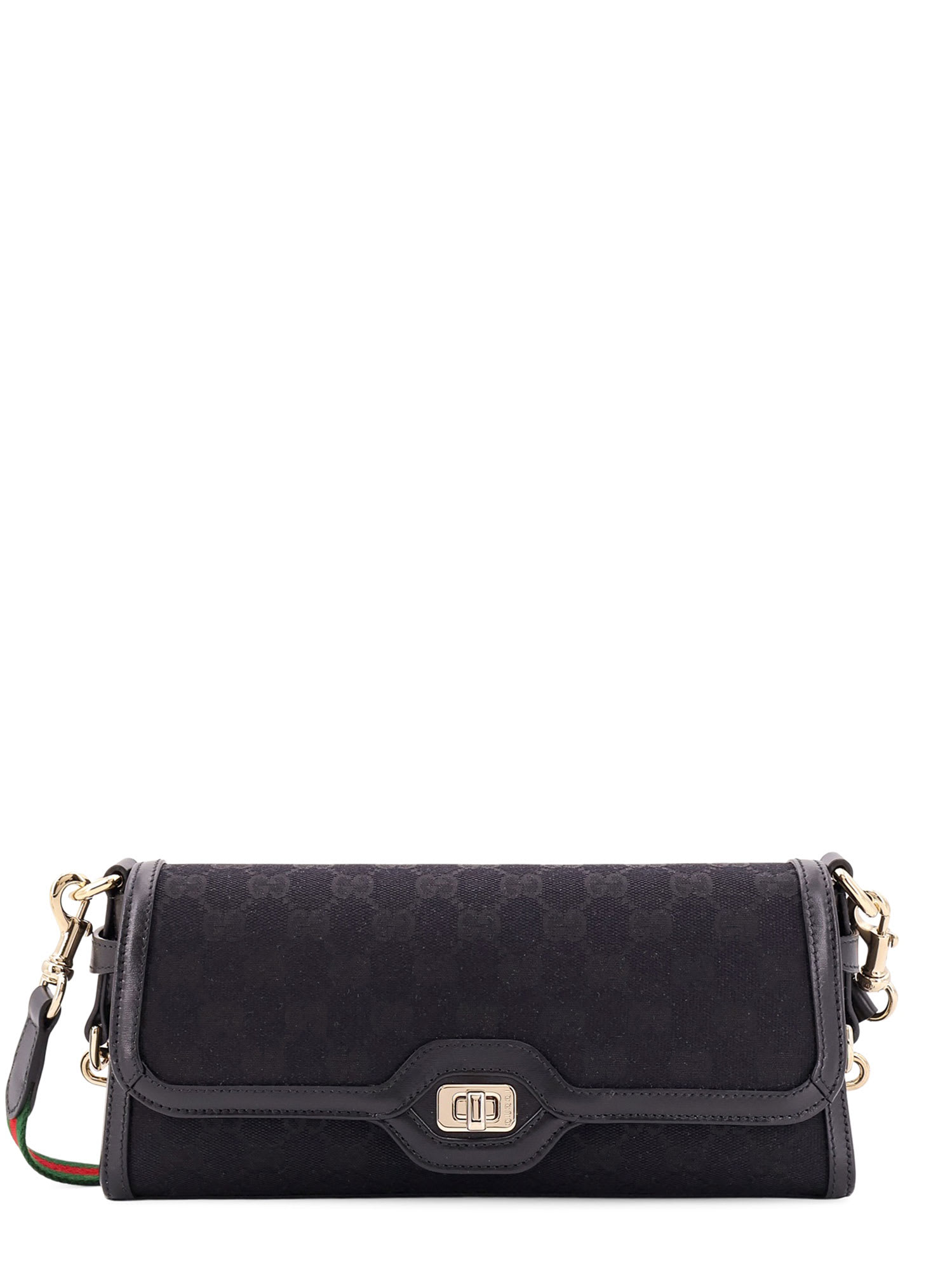 Shop Gucci Original Gg And Leather Shoulder Bag
