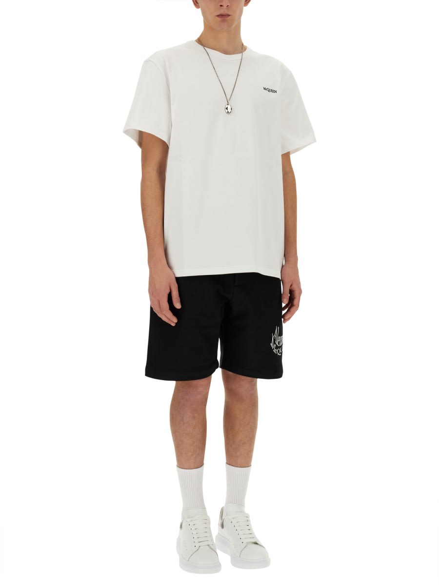 Shop Alexander Mcqueen Bermuda With Logo In Black