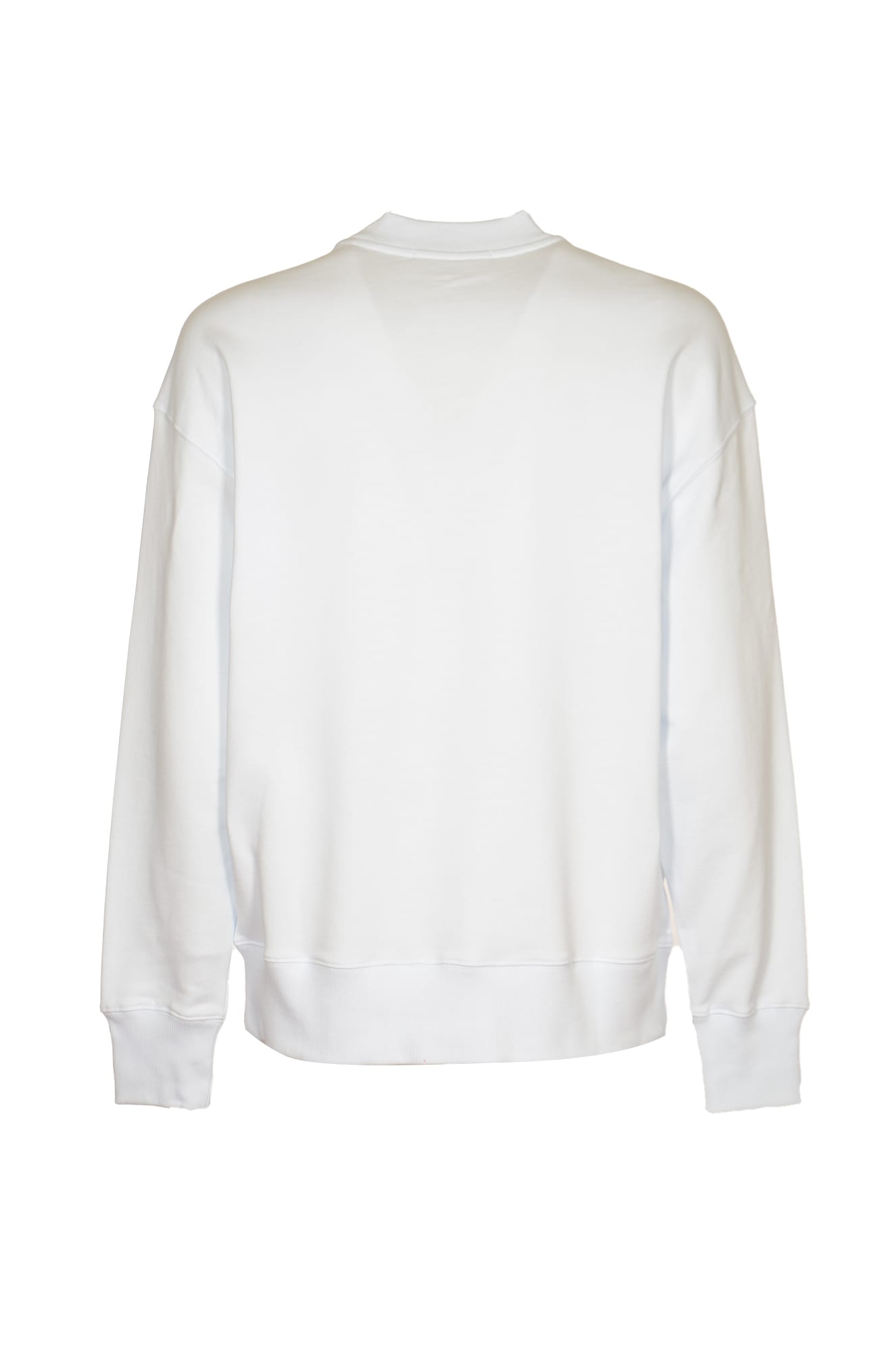 Shop Msgm Logo Neck Sweater In Bianco