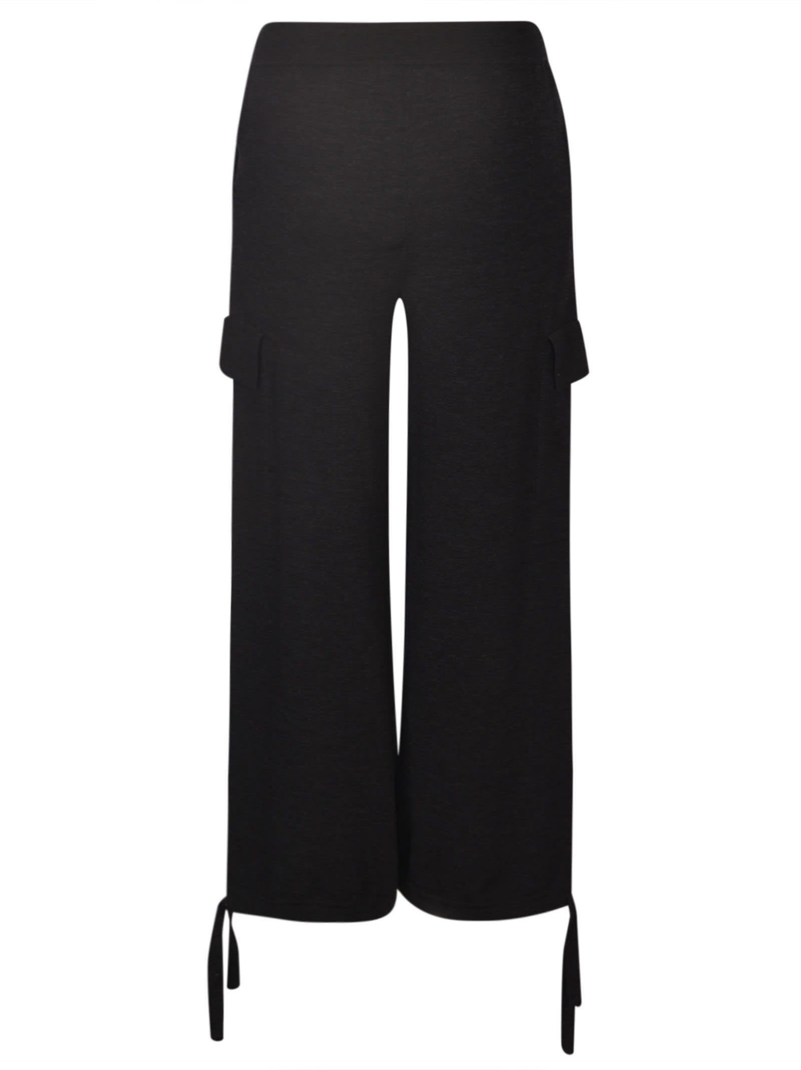 P.a.r.o.s.h Drawstring Waist Wide Leg Cargo Trousers In Grigio Scuro