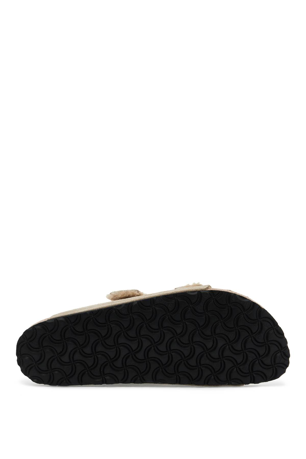 Birkenstock Narrow Fit Arizona Shearling Slides In Beige