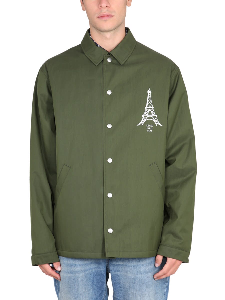 Shop Kenzo Coach Jacket In Military Green