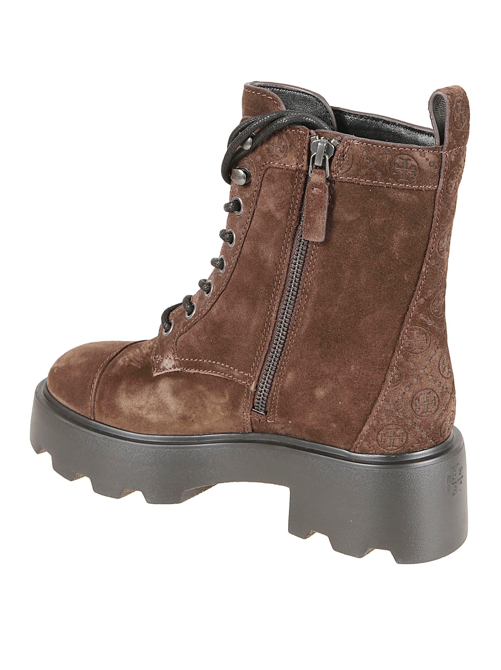 Tory Burch T Monogram Suede Ankle Boots In Brown