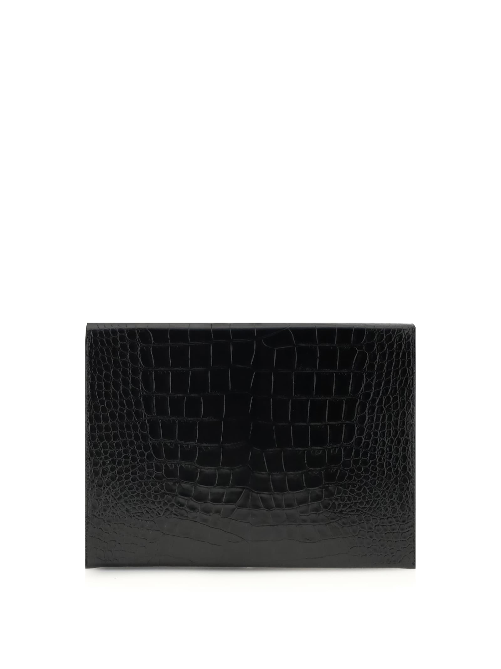 Tom Ford Pouch In Pelle Stampa Coccodrillo In Black