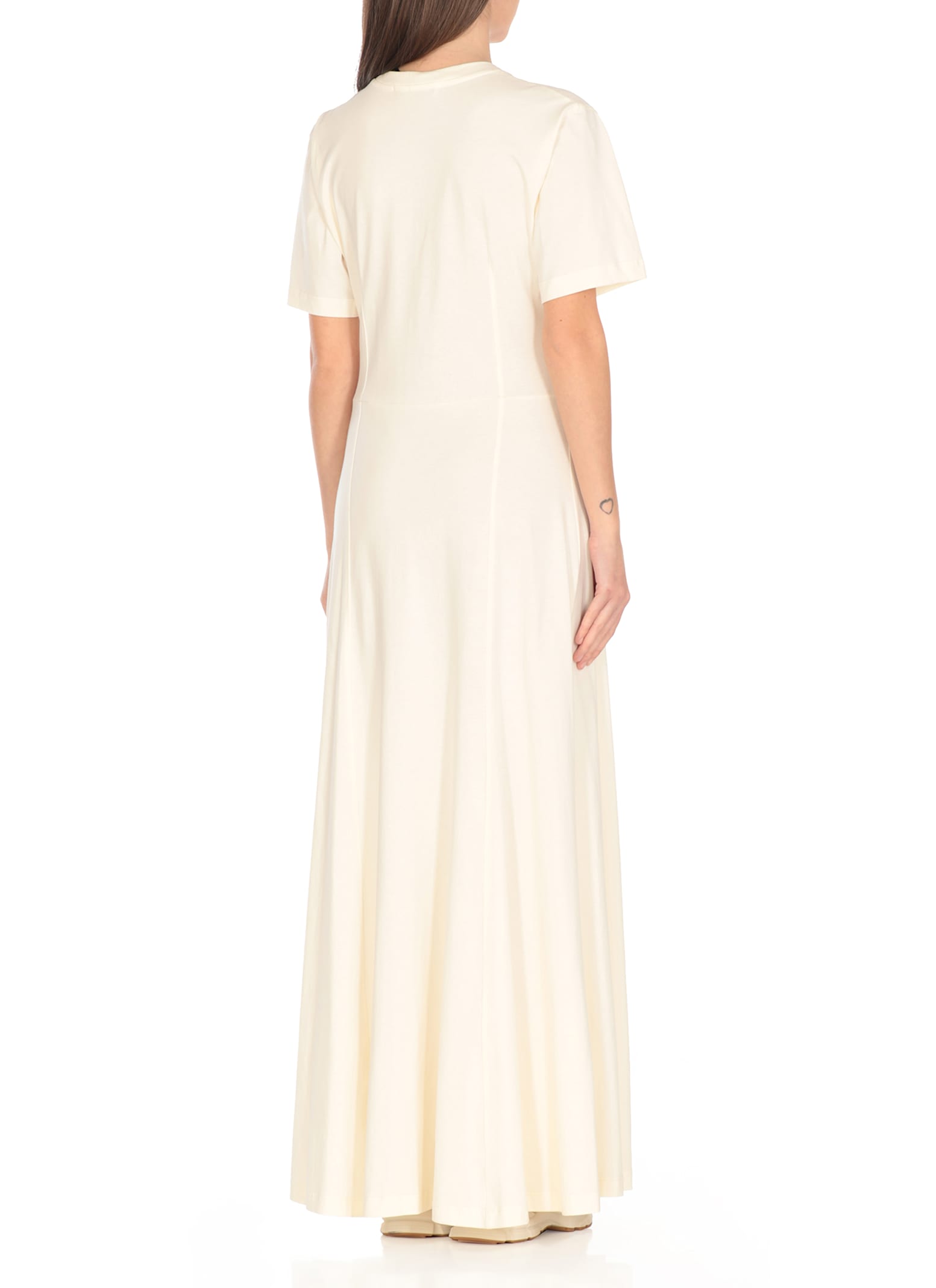 Msgm Knee Length Dress Crew Neck In Ivory