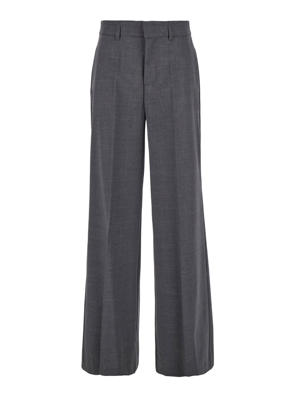 Shop P.a.r.o.s.h Grey High-waisted Tailored Pants With Concealed Closure In Fabric Woman