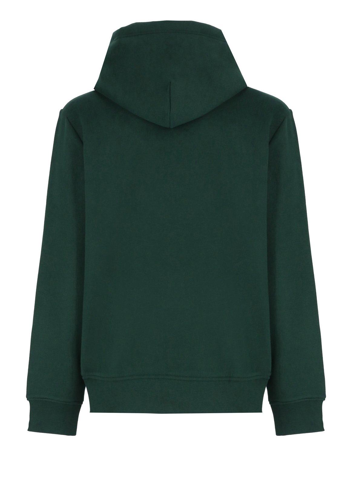 Shop Ralph Lauren Logo Patch Jersey Hoodie In Moss Agate