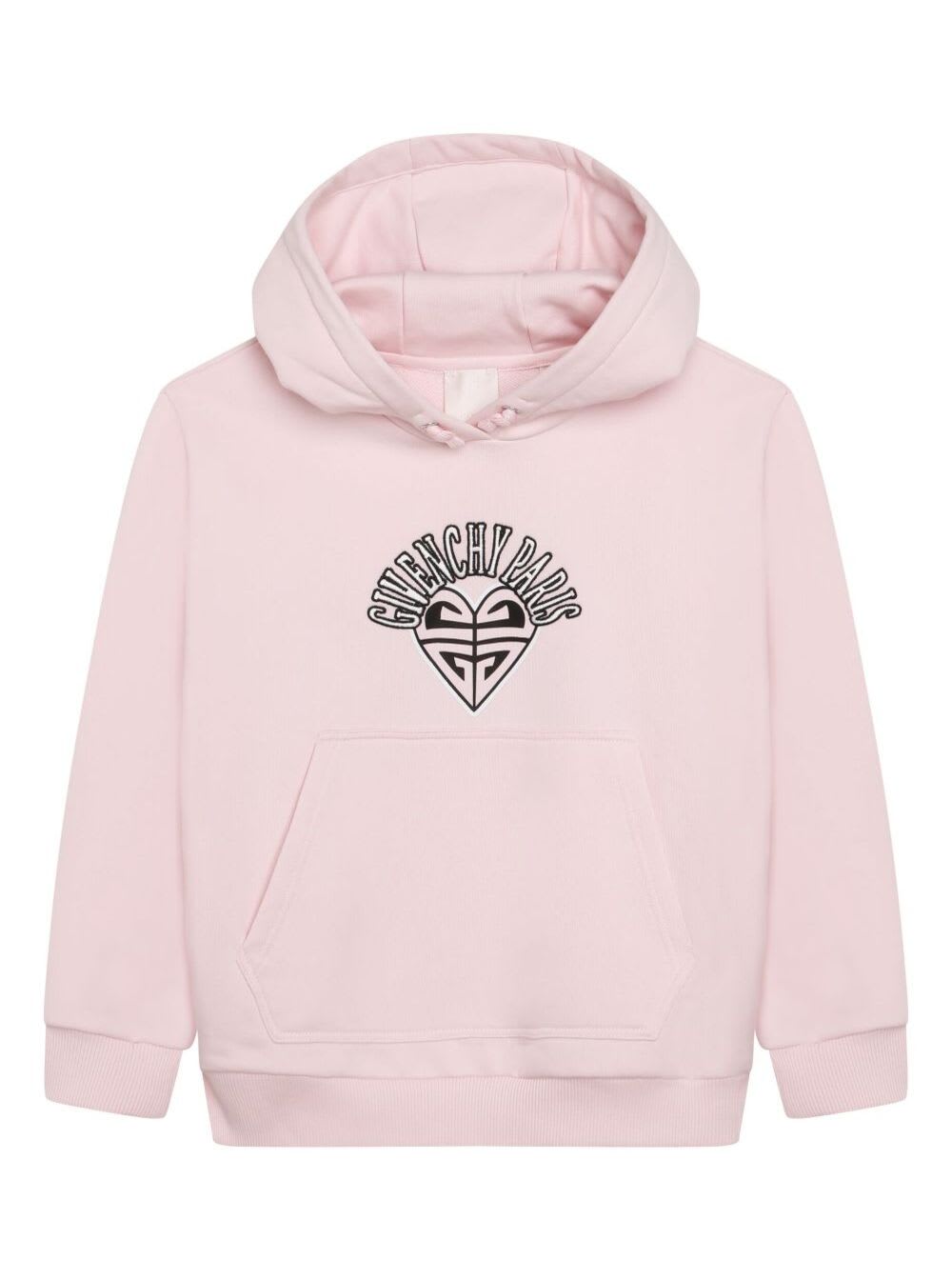 Givenchy Kids' Hoodie Con Stampa In Pink