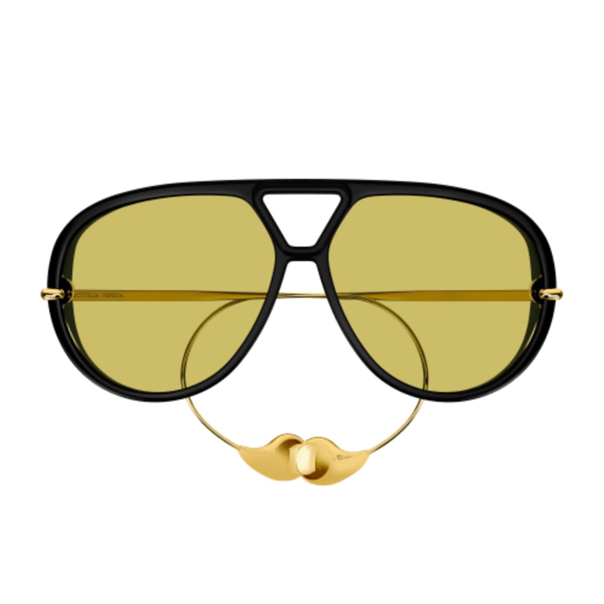 Shop Bottega Veneta Bv1273s Linea Unapologetic 003 Black Gold Yellow Sunglasses In Nero