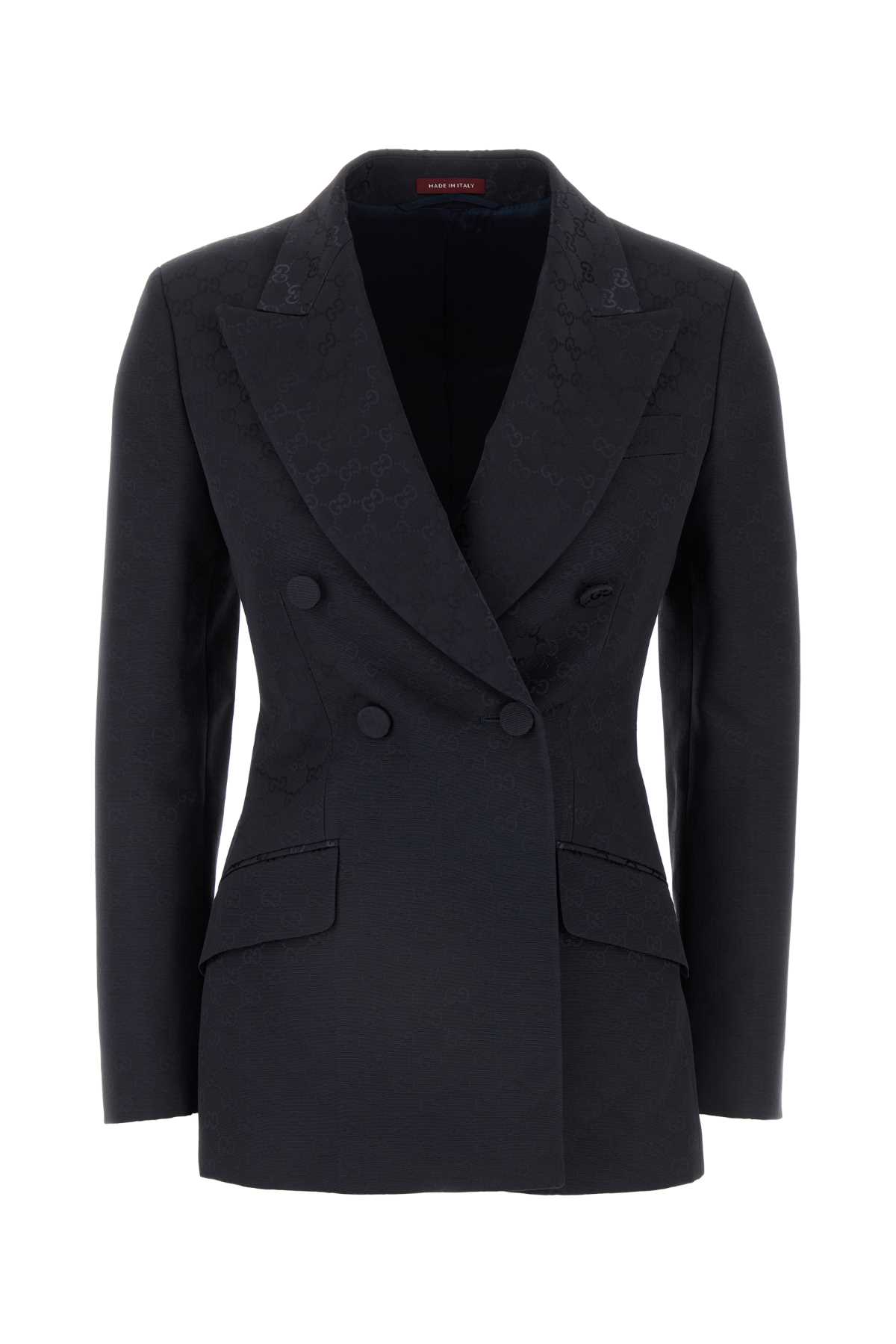 Shop Gucci Embroidered Cotton Blend Blazer In Deepink