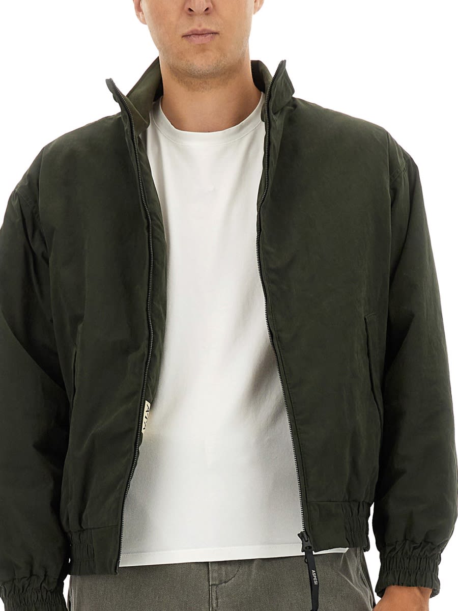 Aspesi Versatile High Collar Jacket Pockets In Green