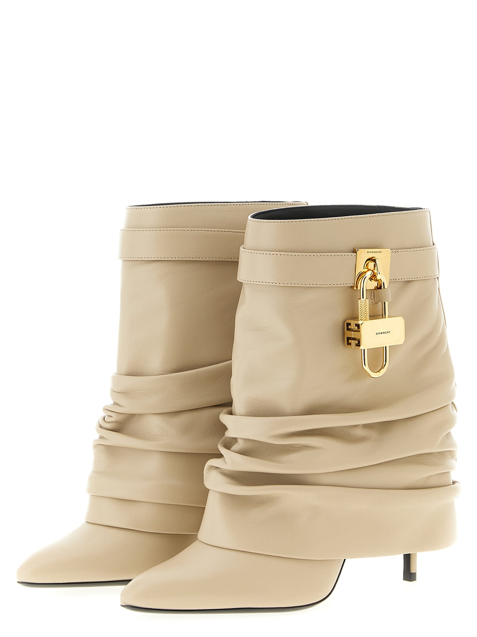 Givenchy Shark Lock Stiletto Ankle Boots In Neutral