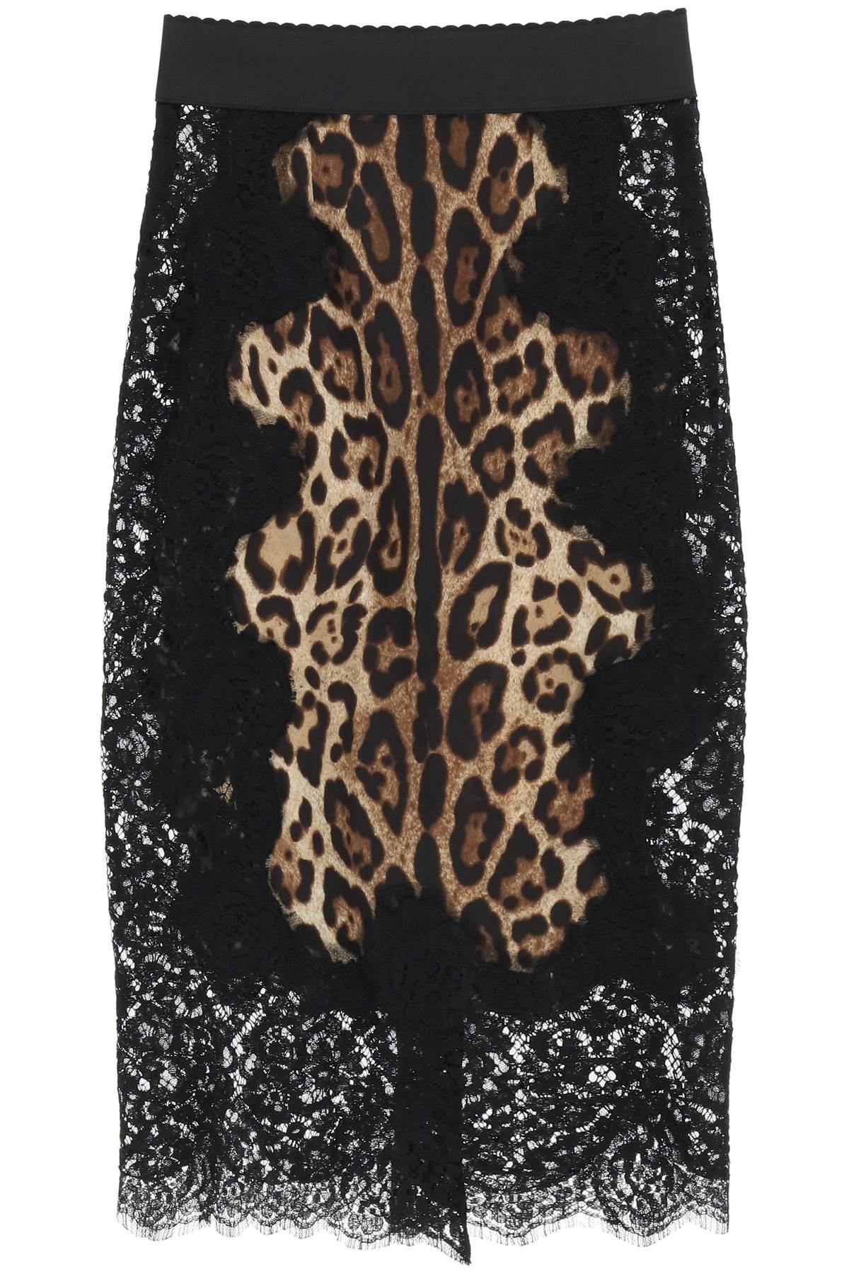 Leopard Print Laced Pencil Skirt