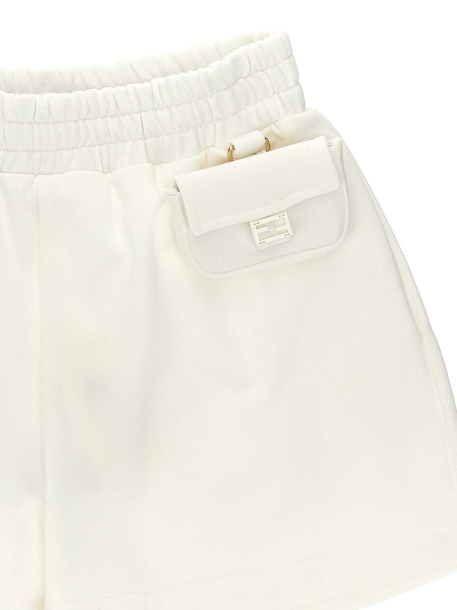Shop Fendi Sweatshirt Bermuda Shorts In Gesso
