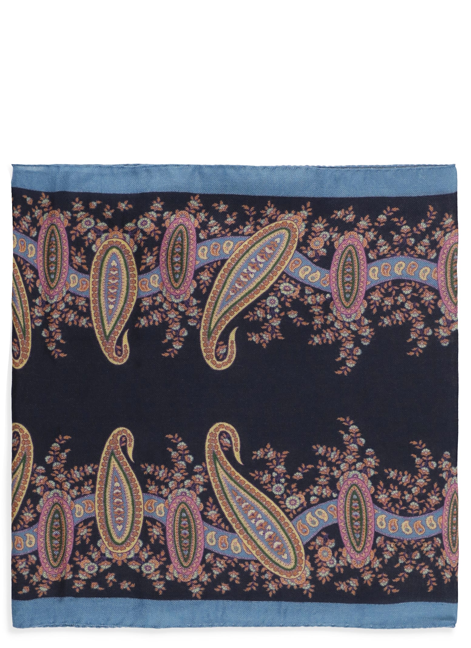 Etro Wool, Cachemire And Silk Scarf In Blue