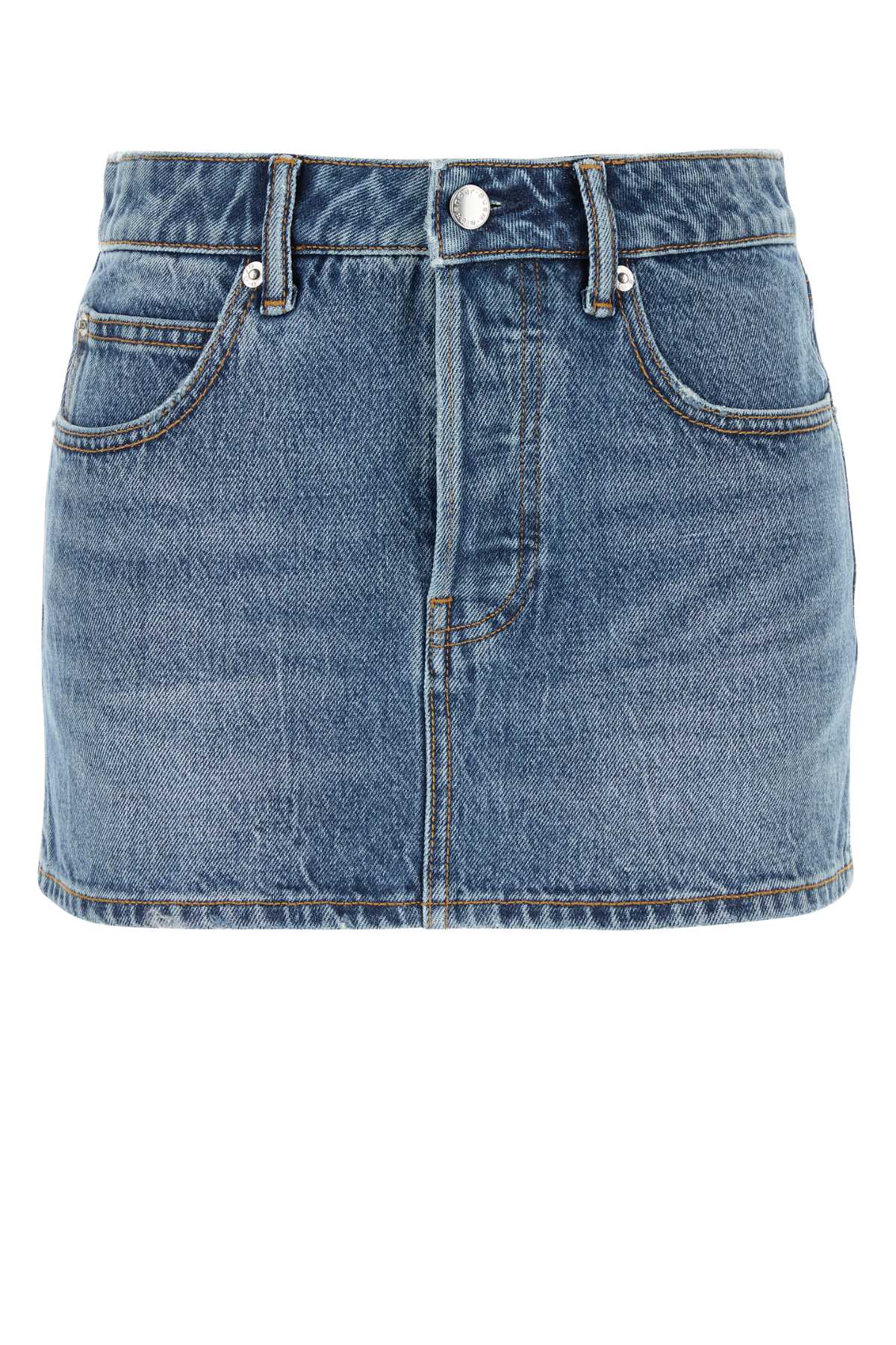 Shop Alexander Wang Denim Mini Skirt In Vintagemediumindigo