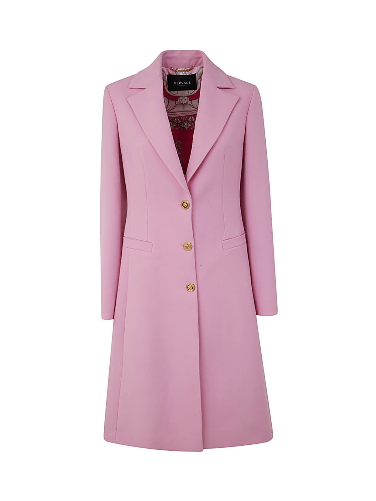 Versace Single-breasted Virgin-wool Coat In English Rose