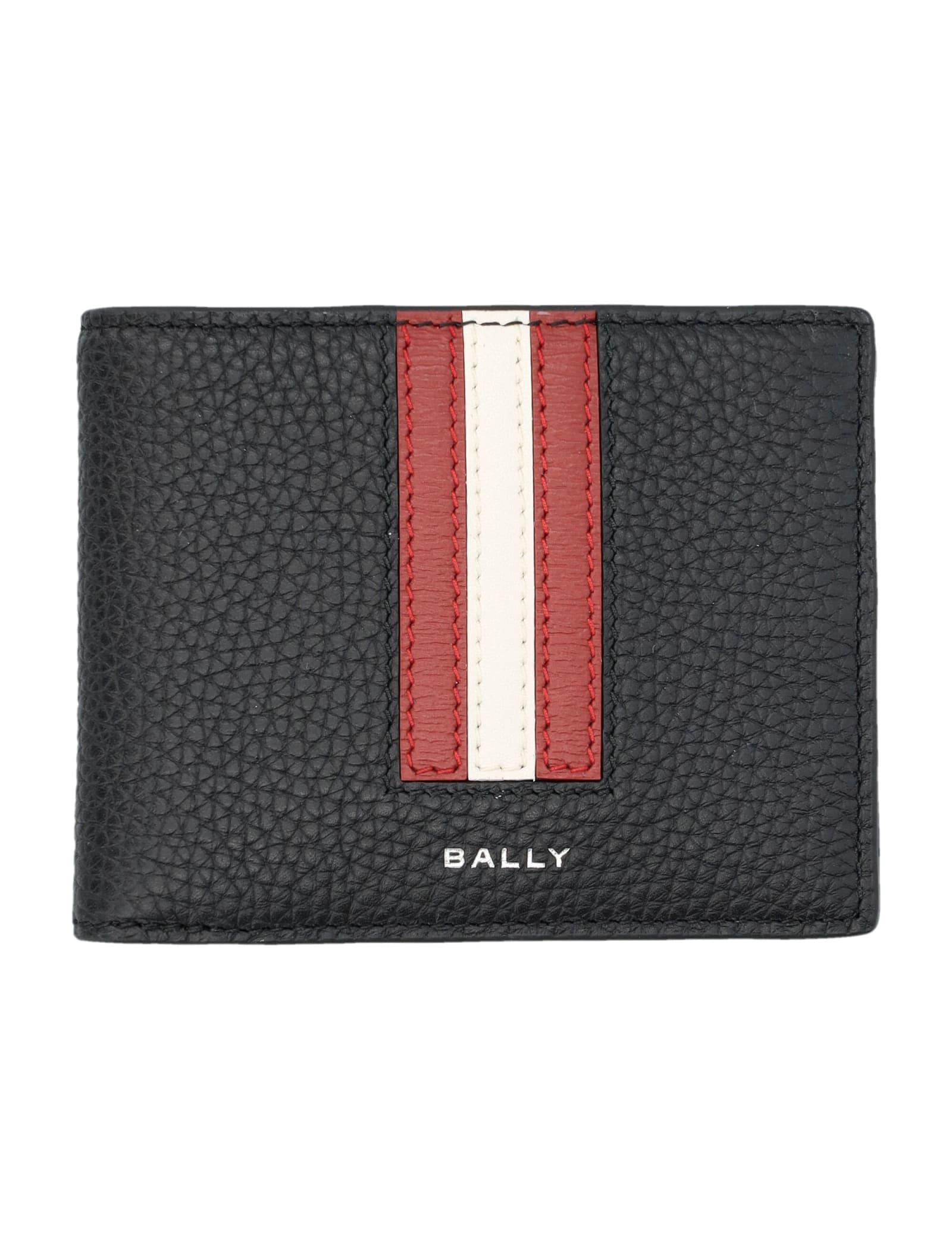 Shop Bally Rbn Bifold 6cc Wallet In Black/red+pall