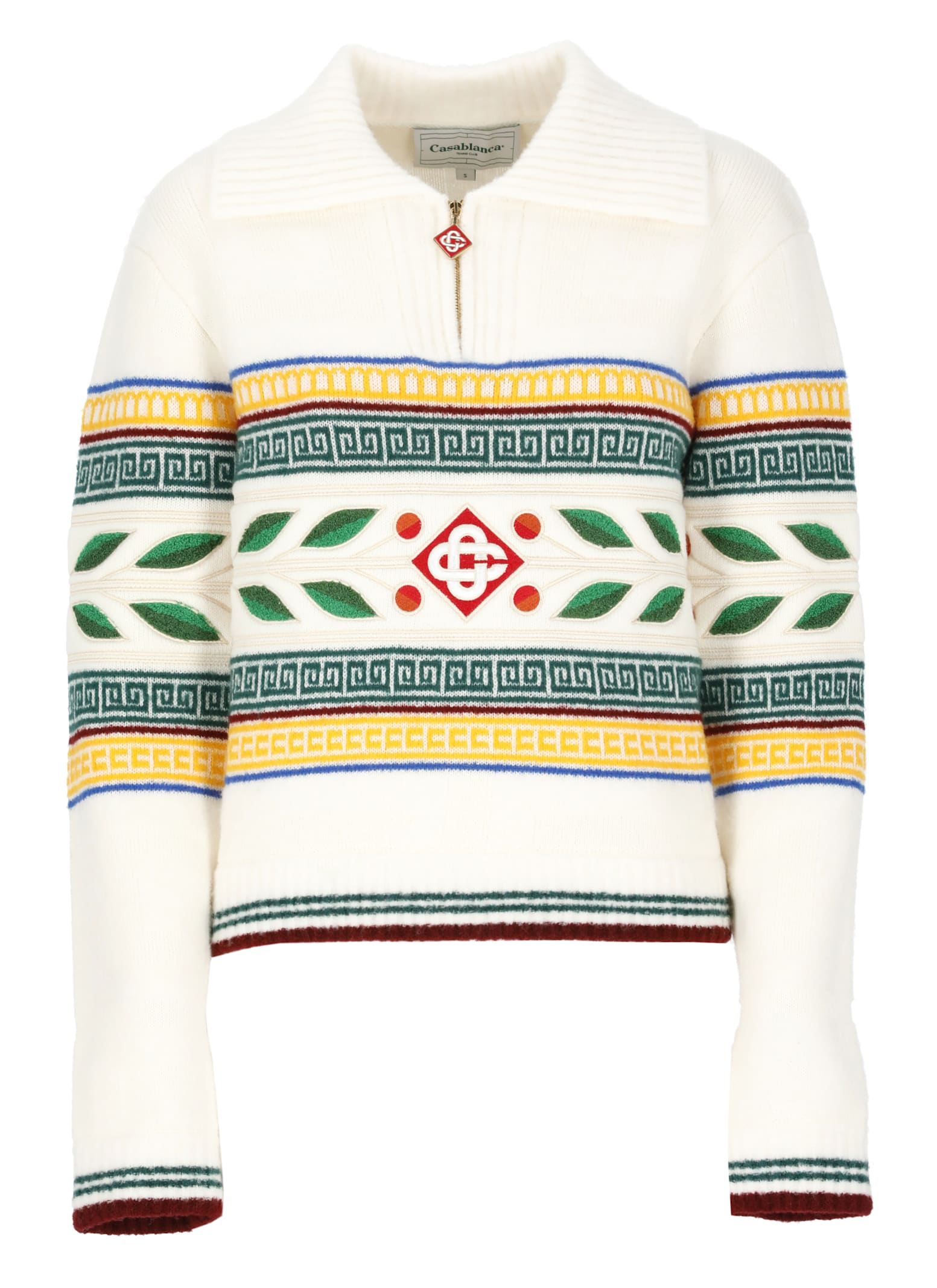 Shop Casablanca Laurel Olympique Sweater In Ivory