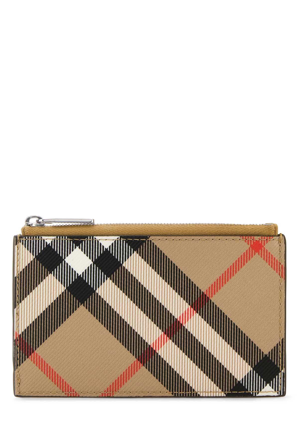 Shop Burberry Printed Canvas Check Card Holder In Sand