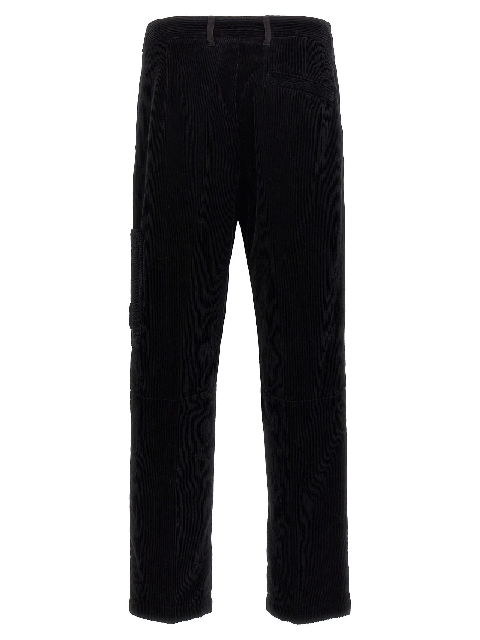 Shop Stone Island Velvet Cargo Pants In Black