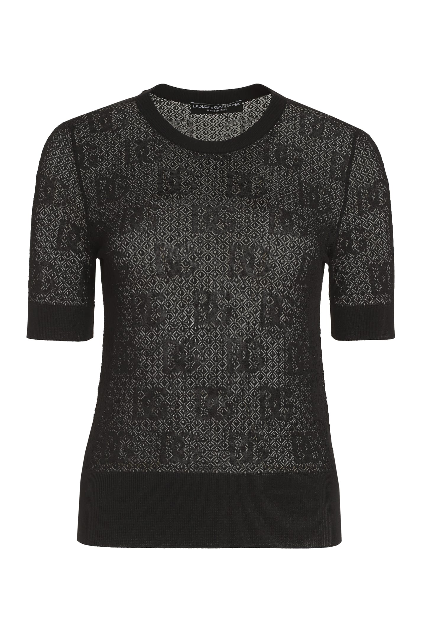 Shop Dolce & Gabbana Jacquard Knit T-shirt In Black