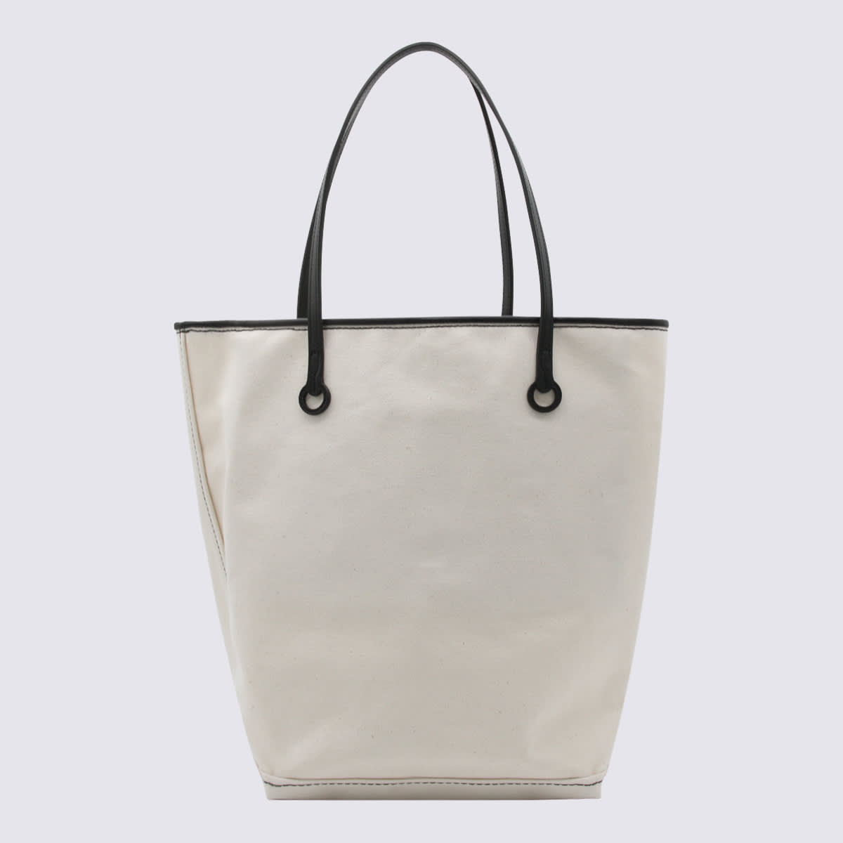 Shop Jw Anderson Natural And Black Cotton And Leather Tall Anchor Tote Bag In Natural/black