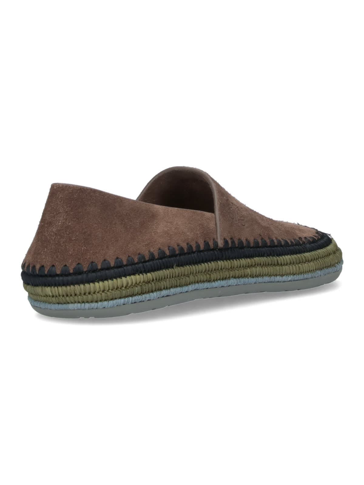 Loewe Brown Rio Slippers In Suede And Raffia In Multi