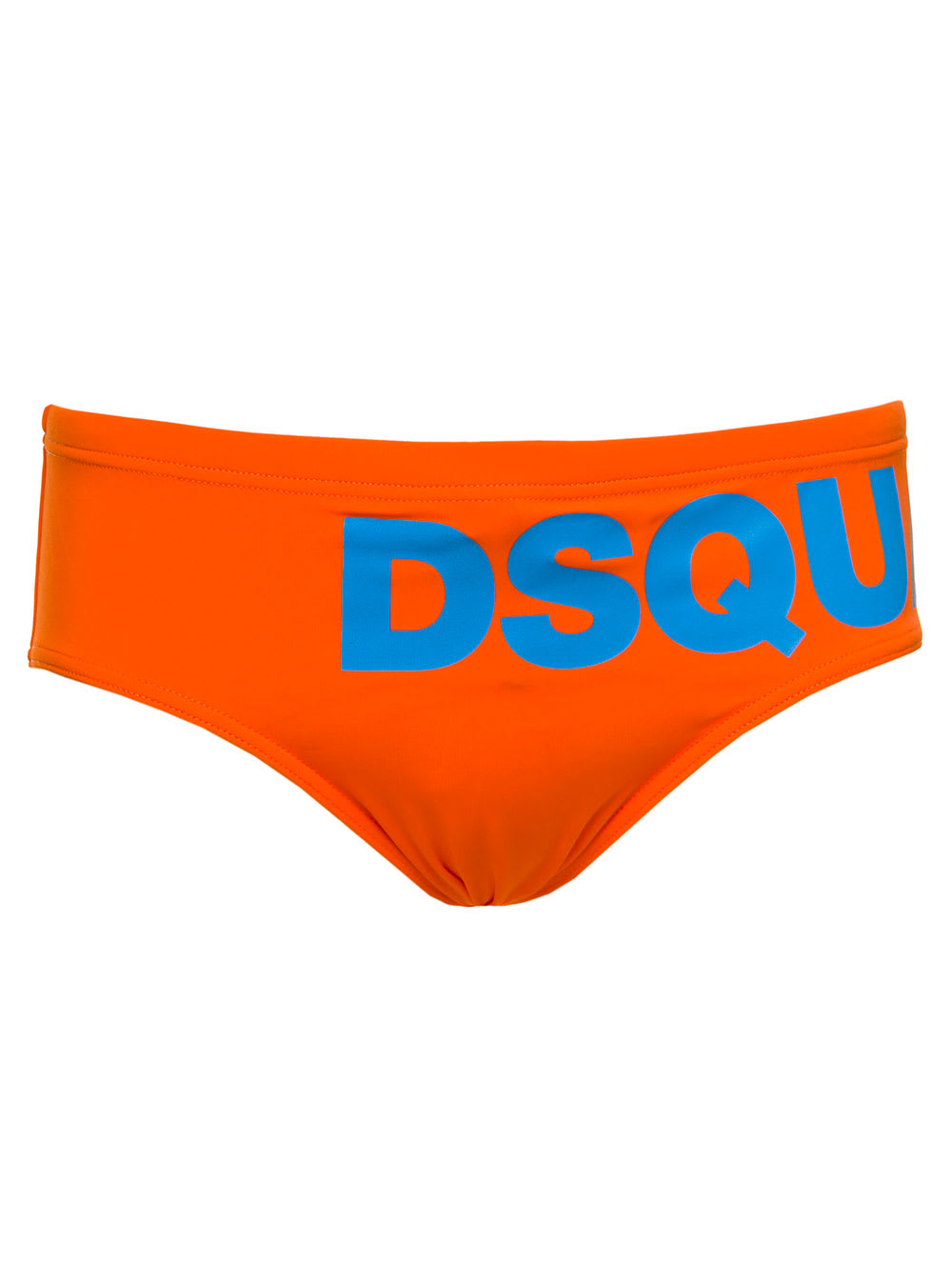 Shop Dsquared2 Orange Swim Briefs With Printed Logo In Polyamide Man