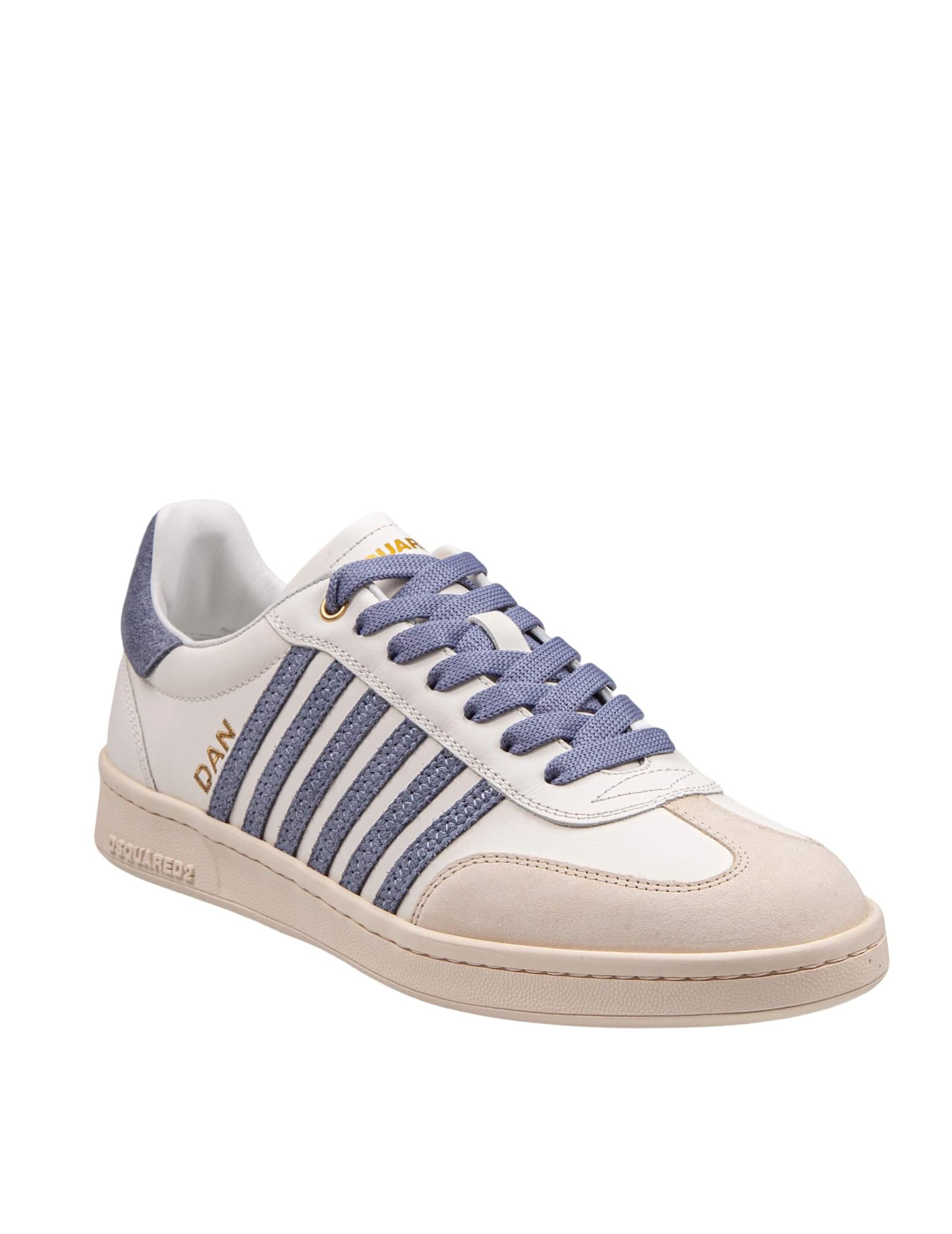 Dsquared2 Boxer Sneakers In Leather And Suede Color Milk And Blue In Milk