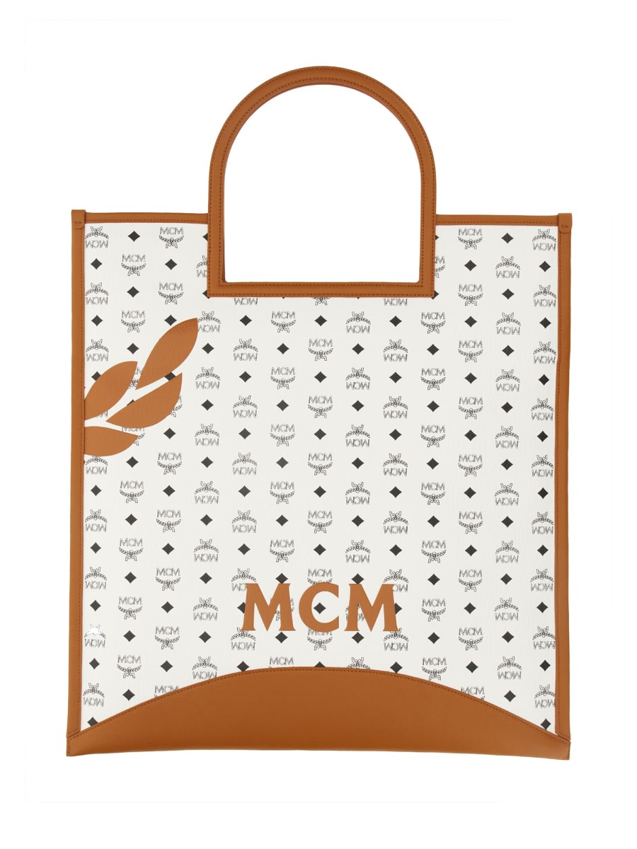 Shop Mcm Tote Fold Bag Aren Xl In White