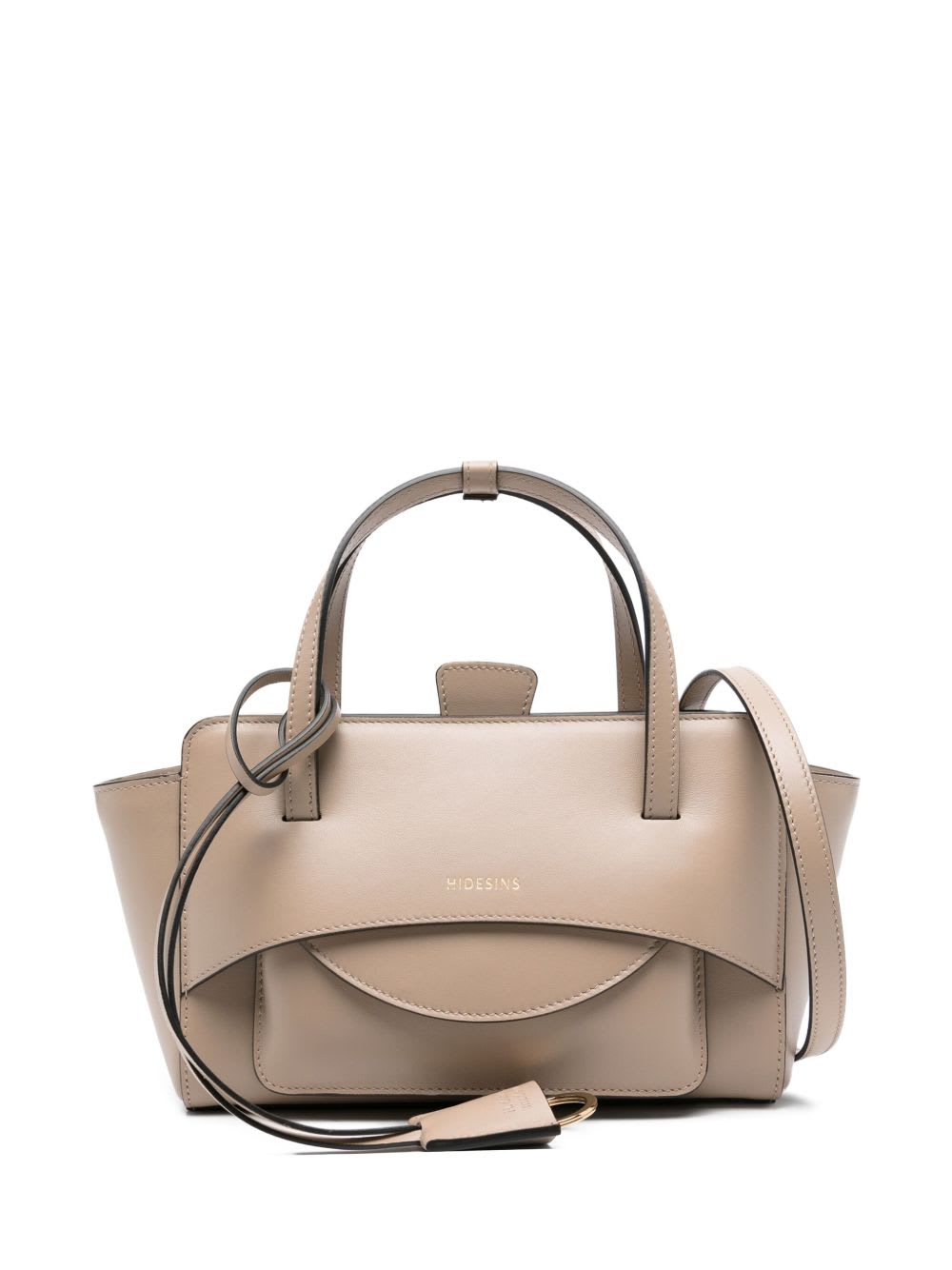 Hidesins Beige Handbag With Adjustable And Removable Shoulder Strap And Logo Lettering On The Front In Leathe In Gray