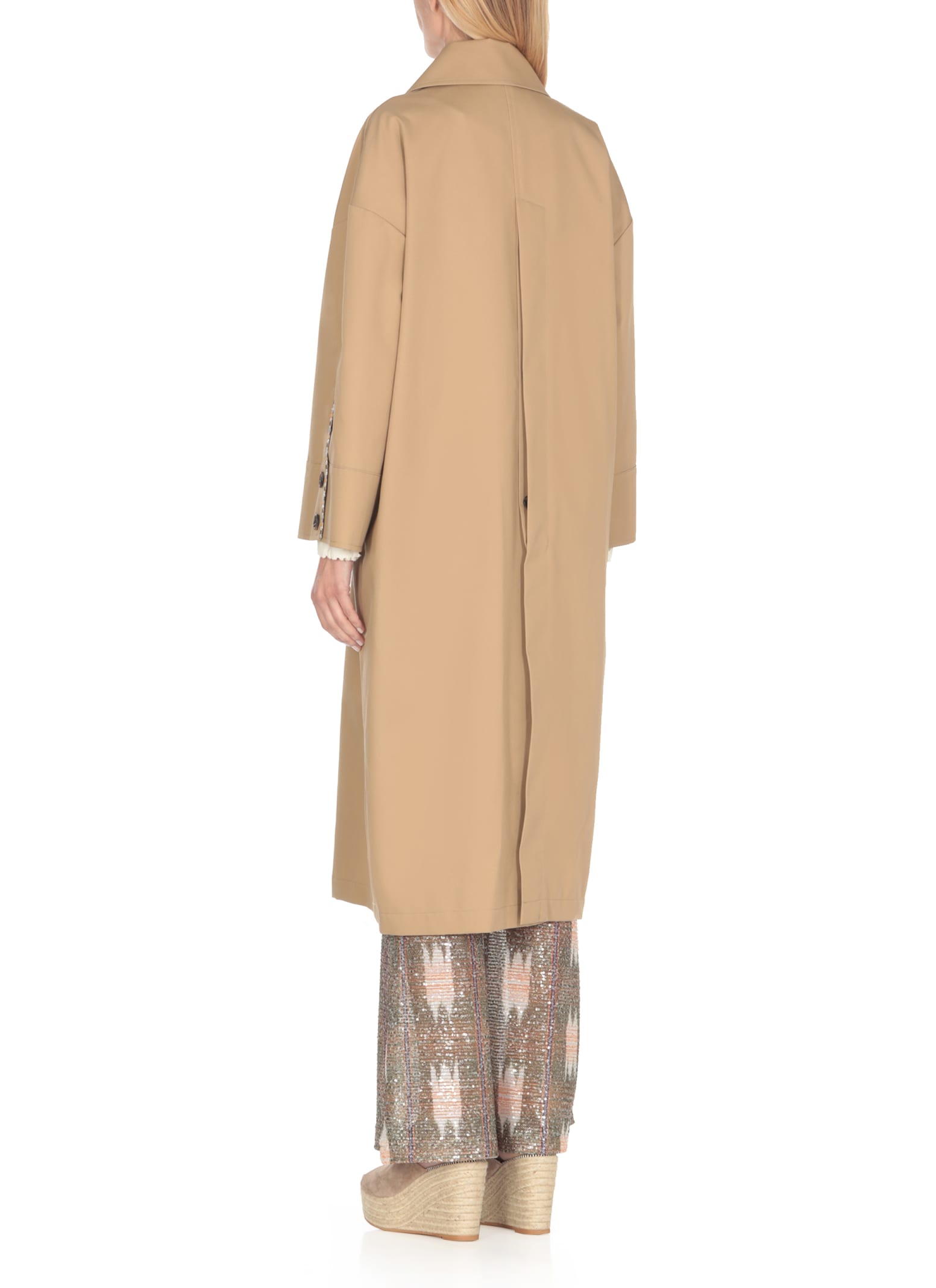 Shop Bazar Deluxe Double Breasted Coat In Beige