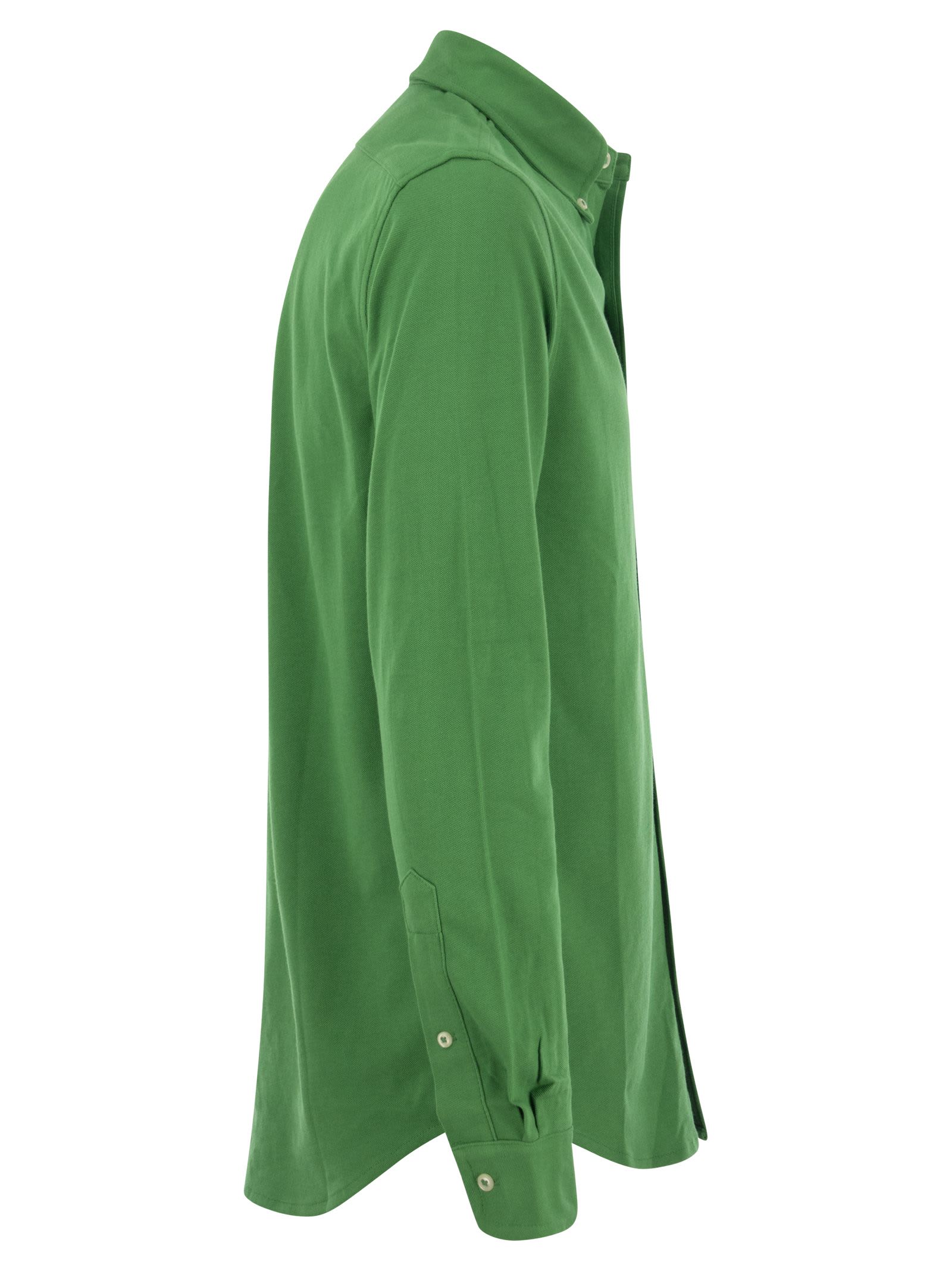 Shop Polo Ralph Lauren Ultralight Pique Shirt In Green